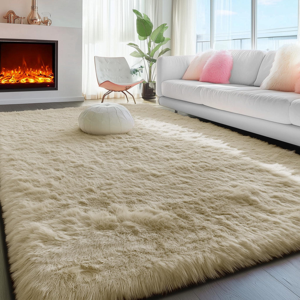 Rainbow Area Rugs for Girls Bedroom Fluffy Soft Vibrant Rugs Kids Playroom