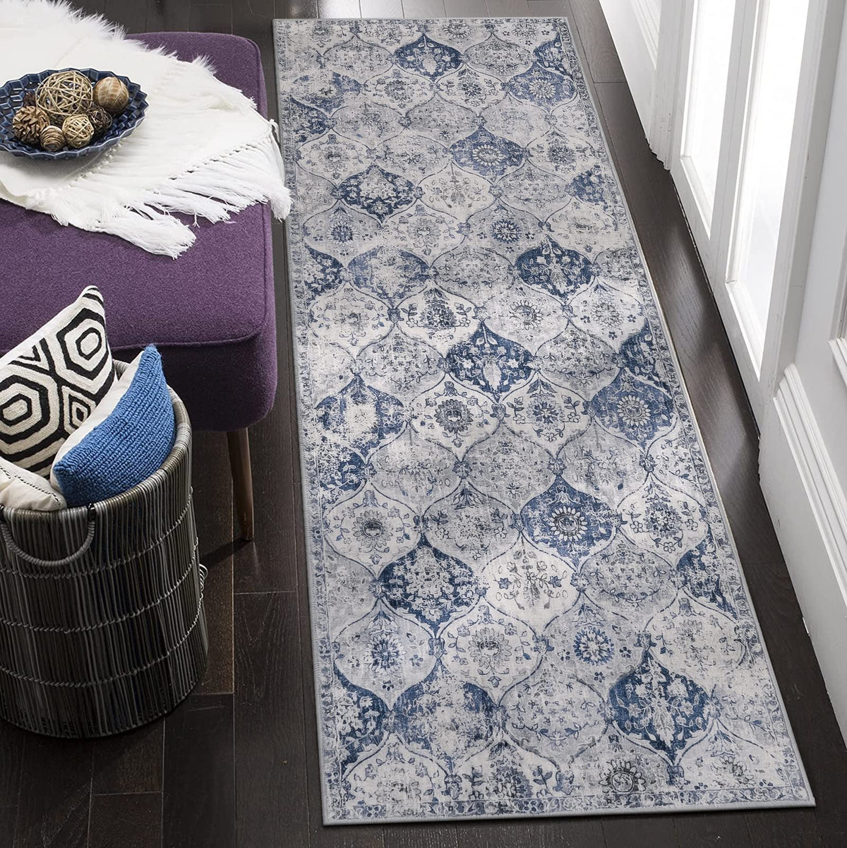 Lahome Moroccan Washable Small Area Rug, 3x5 Rug for Bedroom Living Room