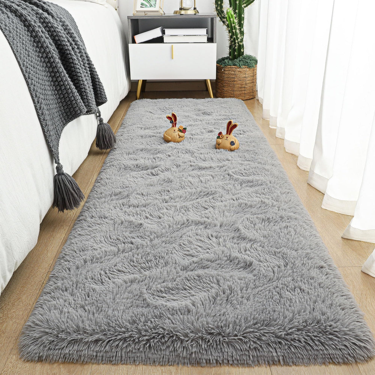 Tepook 4x6 Soft Fluffy Rug for Bedroom Fuzzy Black Rugs for Living Room