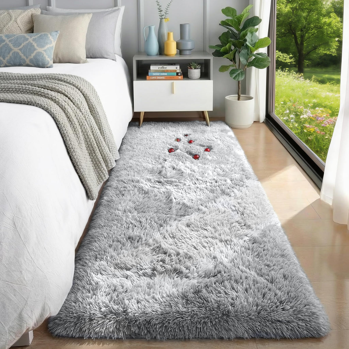 Rainbow Area Rugs for Girls Bedroom Fluffy Soft Vibrant Rugs Kids Playroom