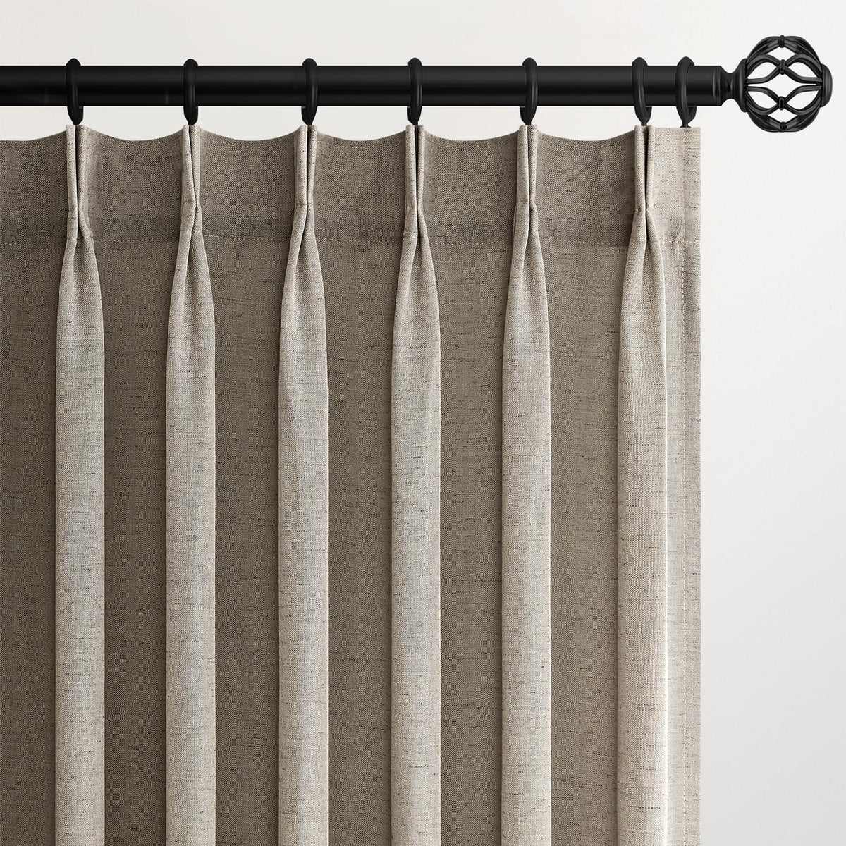 96 Inches Long Pinch Pleated Semi Sheer Curtains,Natural Linen Blended Light Filtering Window Curtains 96 Length 2 Panels for Living Room Bedroom Pinch Pleat Drapes with Hooks 2 Panels 40" Wx96 L