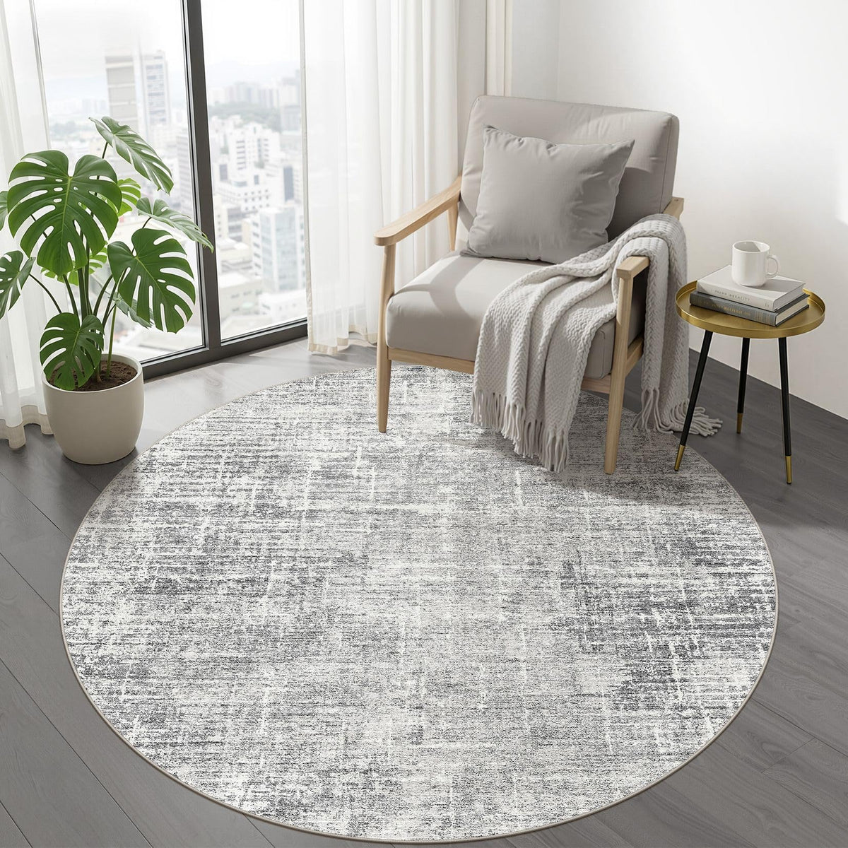 LOONGRUG 8x10 Area Rugs Washable Neutral Modern Rug for Living Room Brown