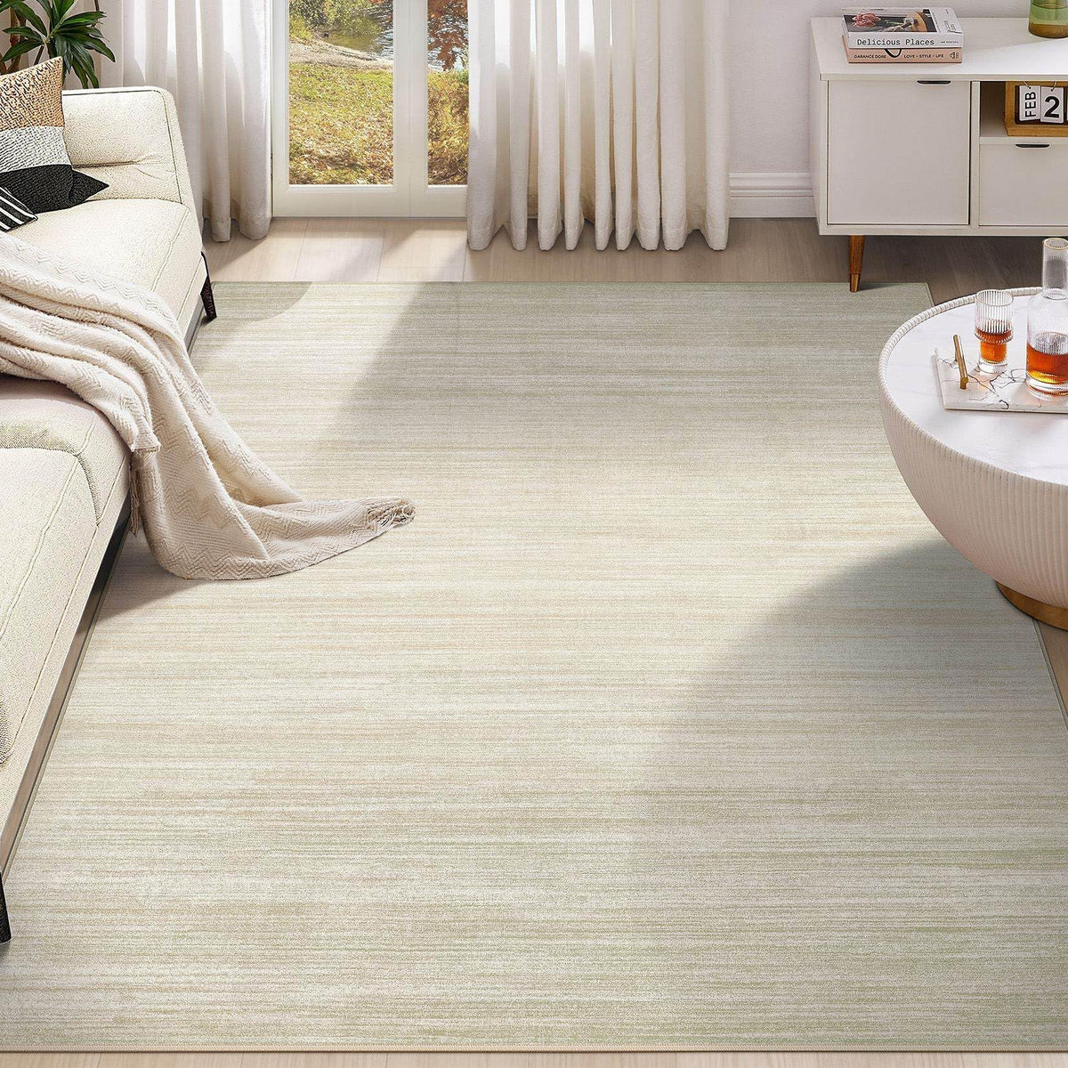 UERMEI 8x10 Area Rug Living Room Rugs - Washable Neutral Modern Abstract Soft Thin Large Rug Indoor Floor No Slip Rug Carpet for Bedroom Under Dining Table Home Office Decor - Brown Grey