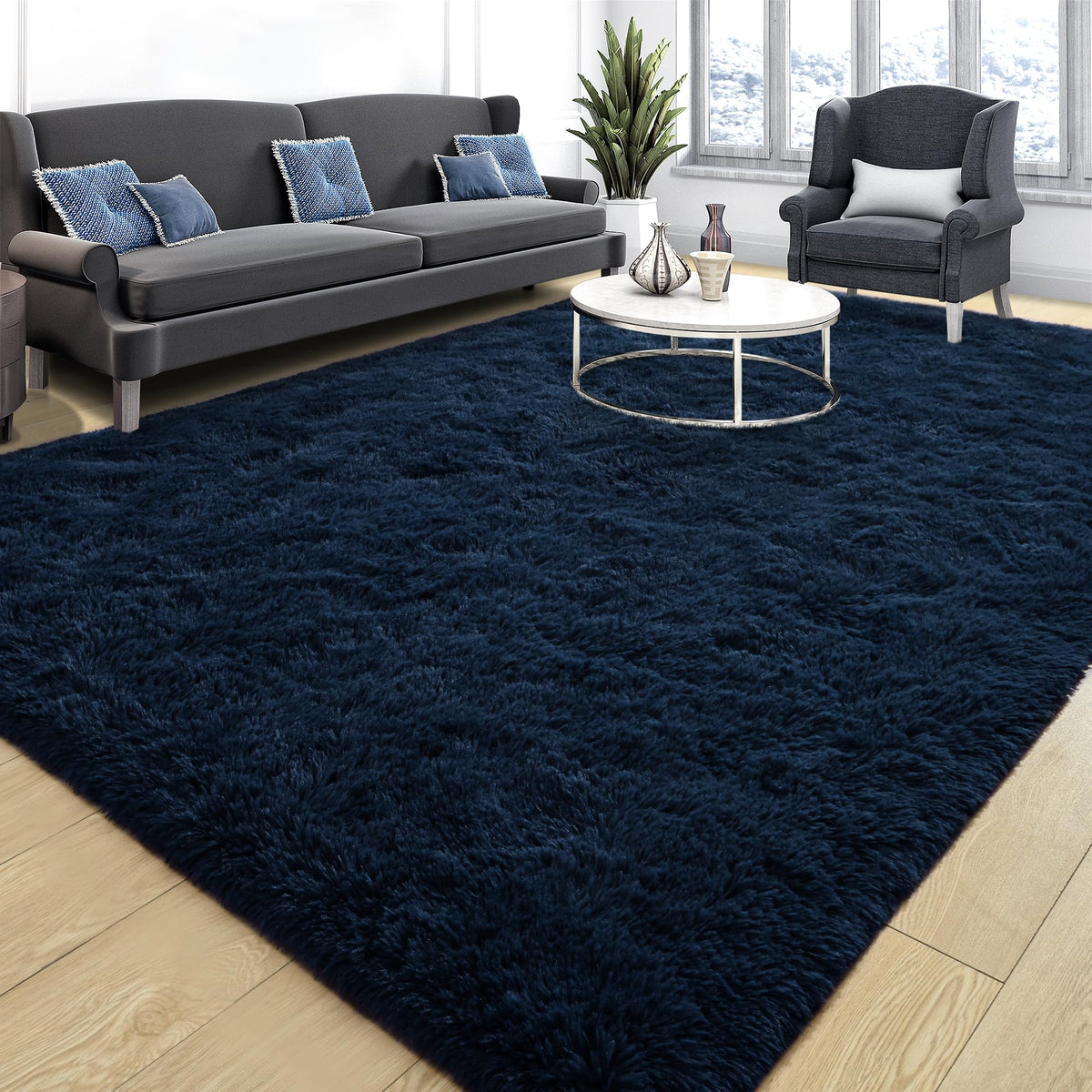 Tepook 4x6 Soft Fluffy Rug for Bedroom Fuzzy Black Rugs for Living Room