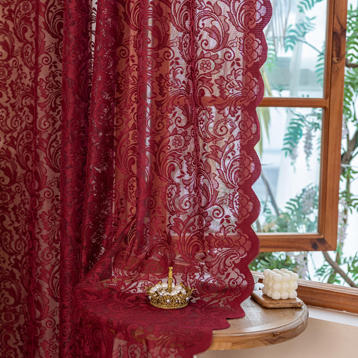 ALIGOGO Black Lace Curtains for Bedroom, Gothic Style, 52W x 63L Inch
