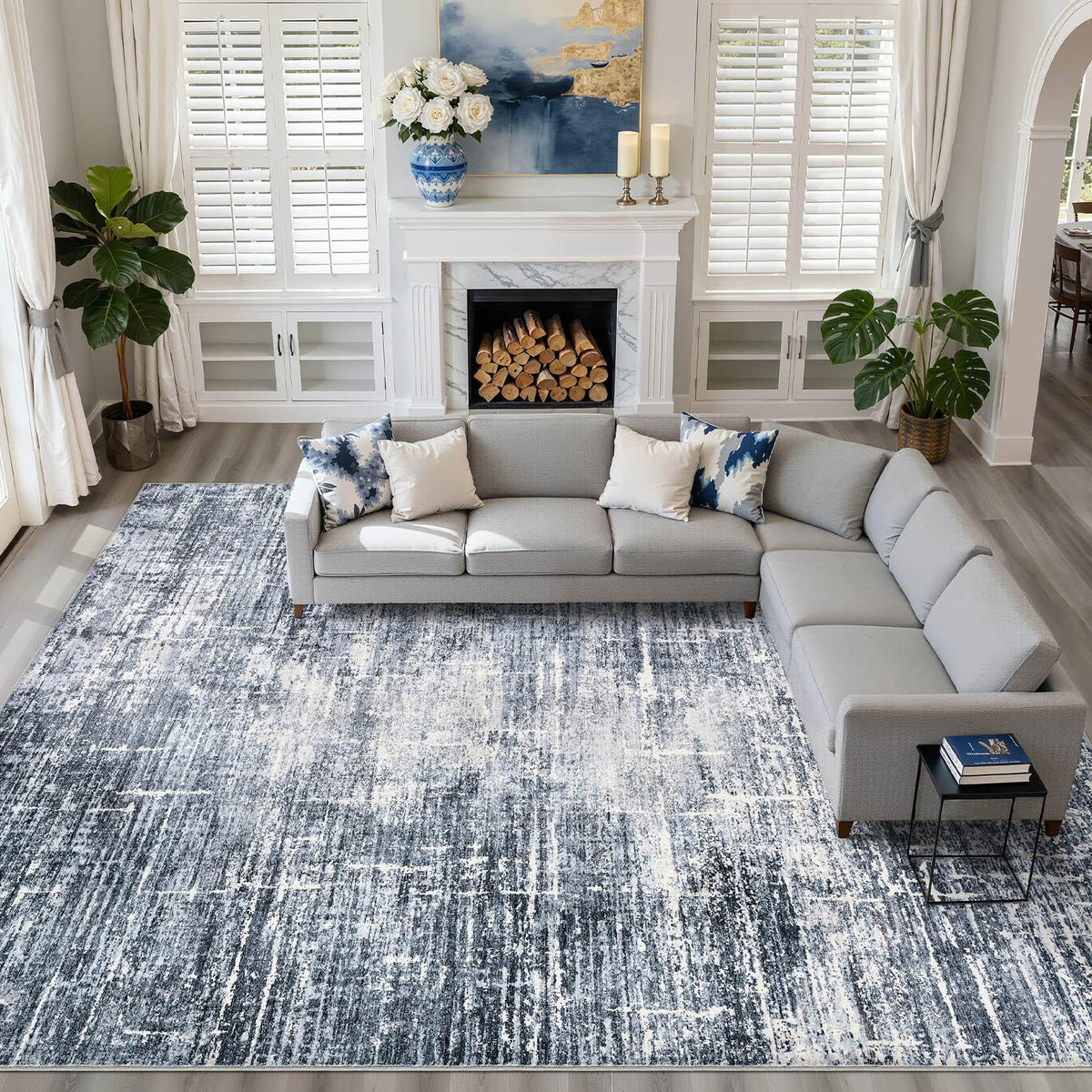 LOONGRUG 8x10 Area Rugs Washable Neutral Modern Rug for Living Room Brown