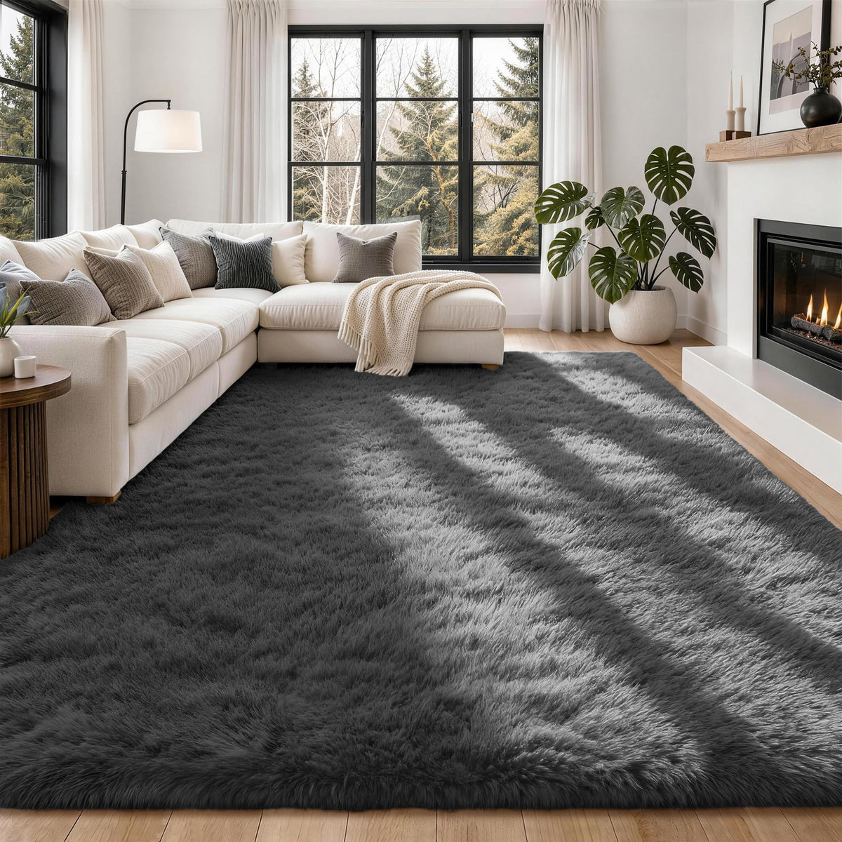 6x9 Area Rugs for Living Room Bedroom,Ultra Soft Fluffy Shag Rug Grey
