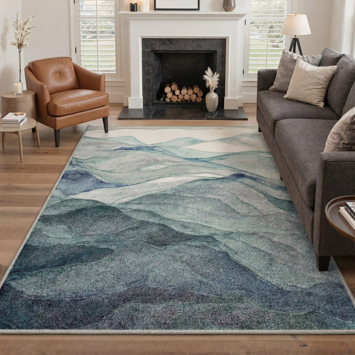 BEIMO 5x7 Green Abstract Area Rug, Washable Non-Slip for Bedroom