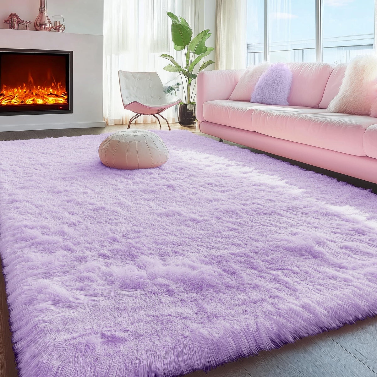 Rainbow Area Rugs for Girls Bedroom Fluffy Soft Vibrant Rugs Kids Playroom