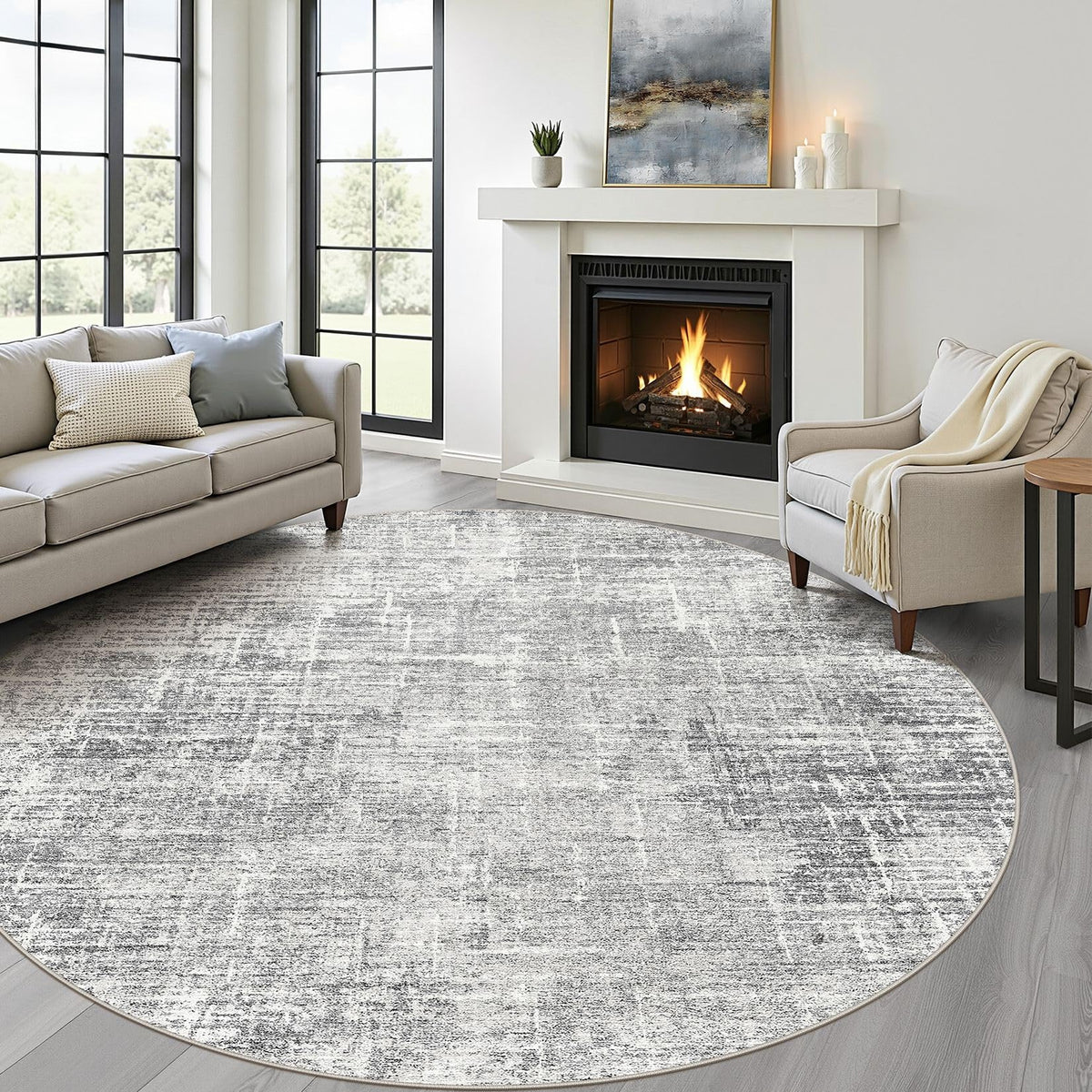 LOONGRUG 8x10 Area Rugs Washable Neutral Modern Rug for Living Room Brown