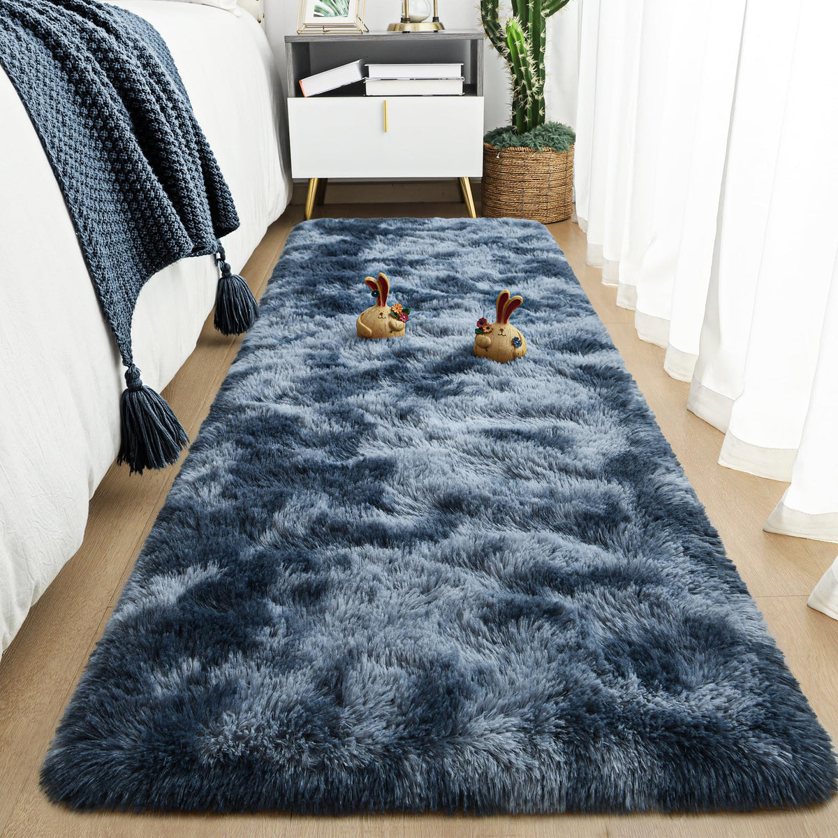Tepook 4x6 Soft Fluffy Rug for Bedroom Fuzzy Black Rugs for Living Room