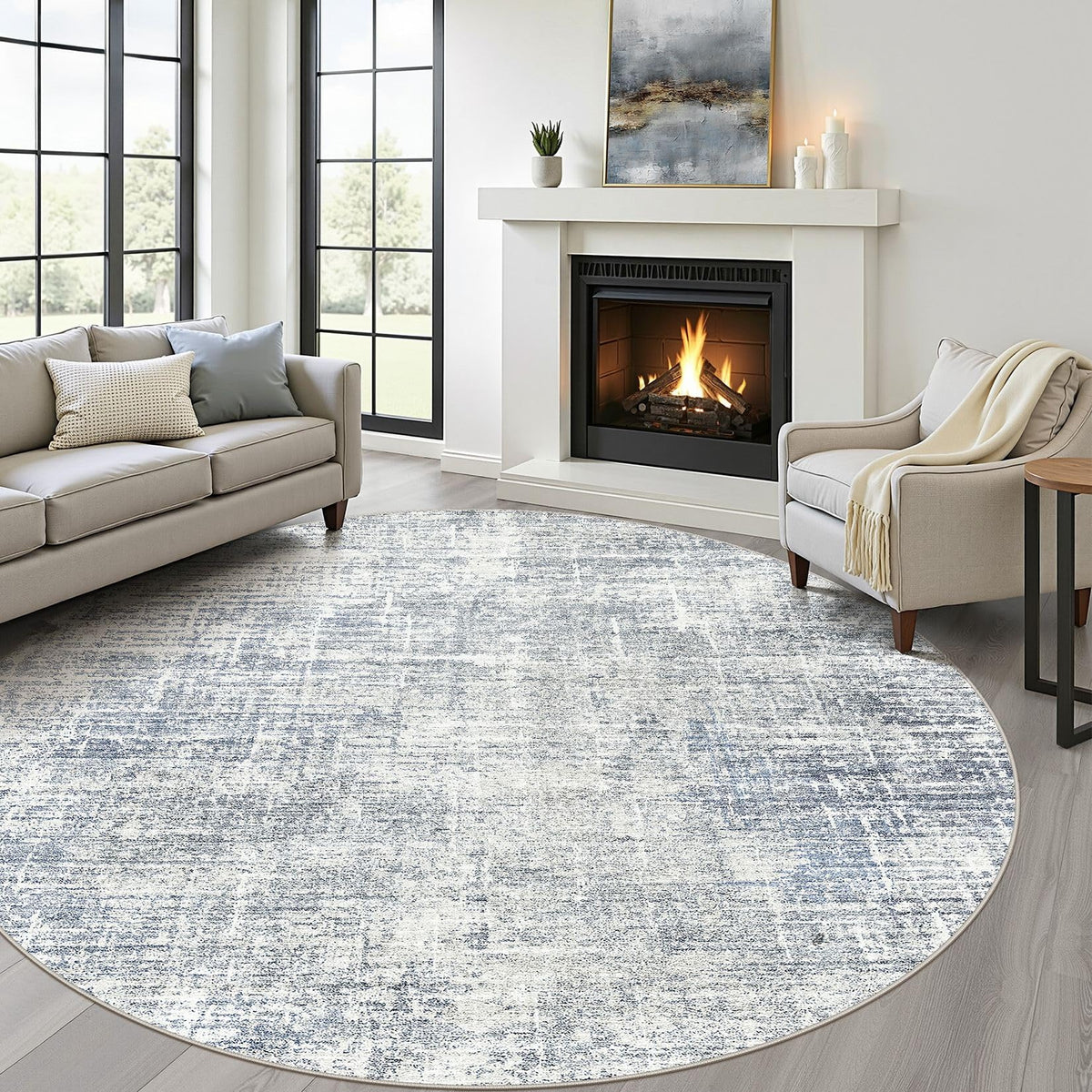 LOONGRUG 8x10 Area Rugs Washable Neutral Modern Rug for Living Room Brown