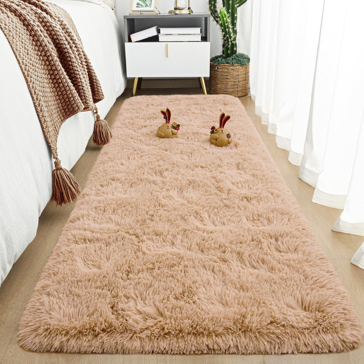 Tepook 4x6 Soft Fluffy Rug for Bedroom Fuzzy Black Rugs for Living Room