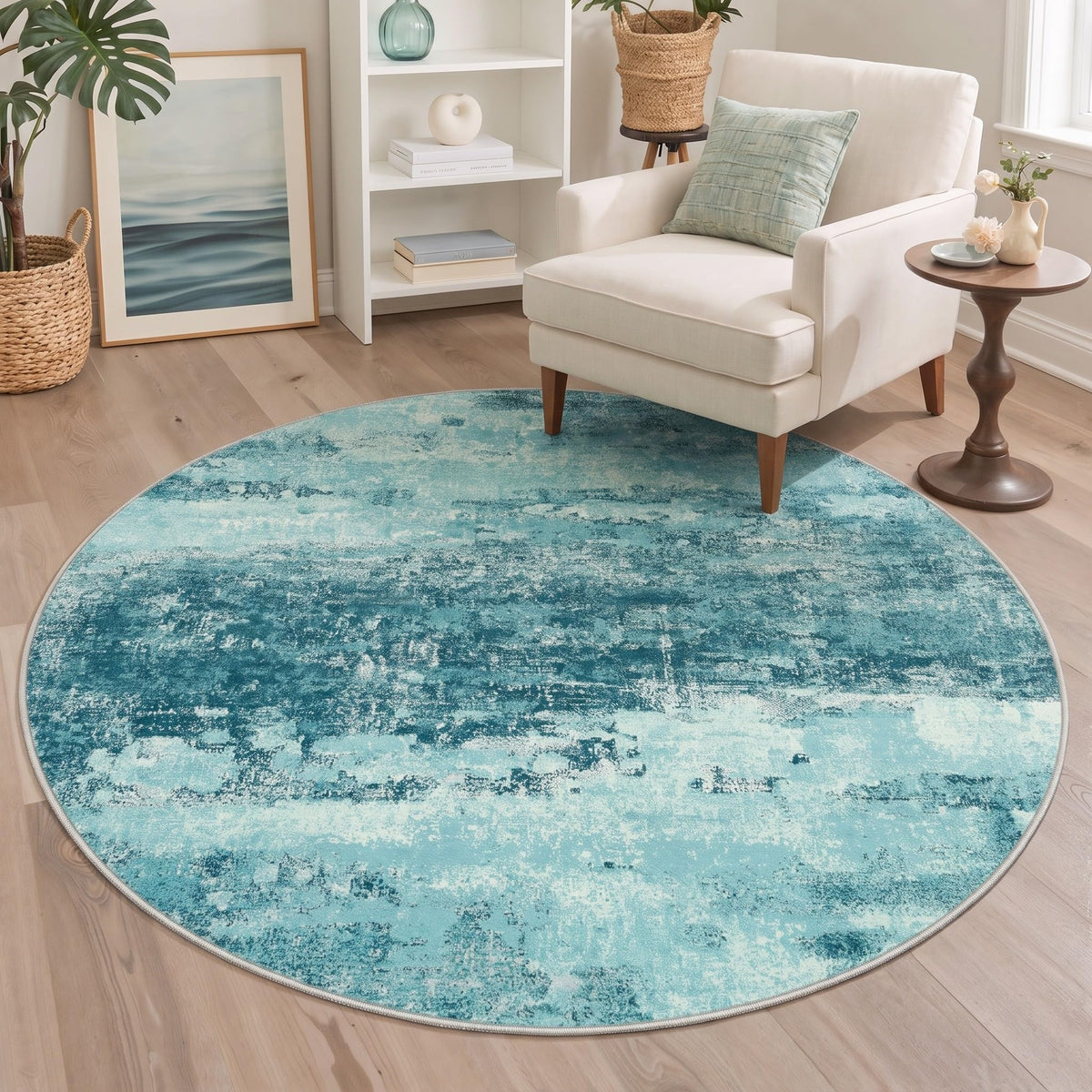 BEIMO 5x7 Green Abstract Area Rug, Washable Non-Slip for Bedroom