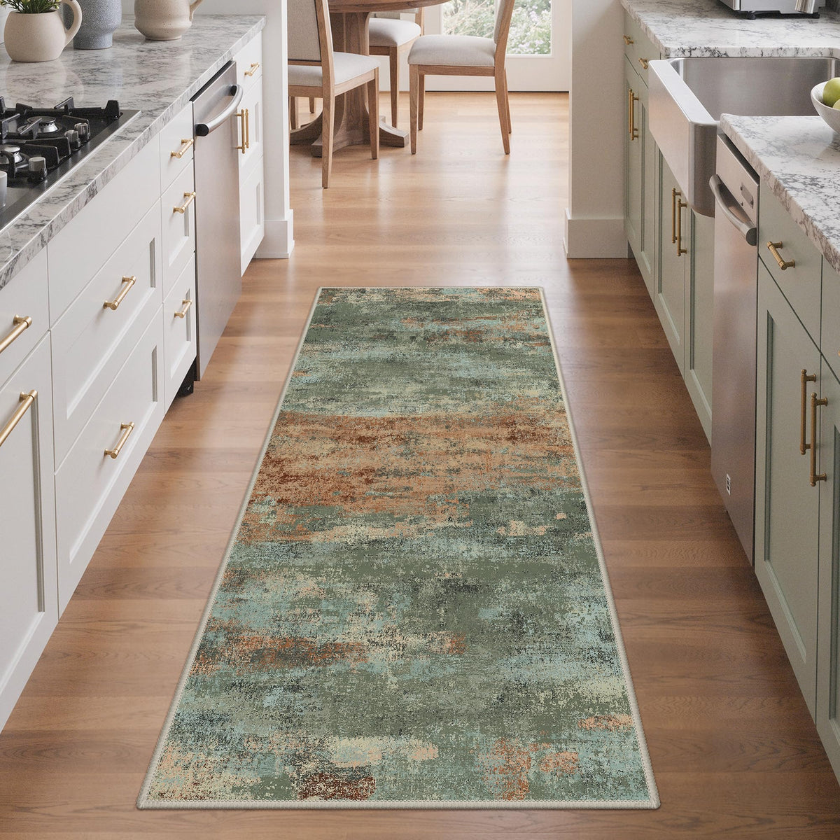 BEIMO 5x7 Green Abstract Area Rug, Washable Non-Slip for Bedroom