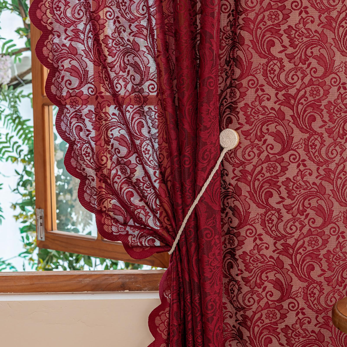 ALIGOGO Black Lace Curtains for Bedroom, Gothic Style, 52W x 63L Inch