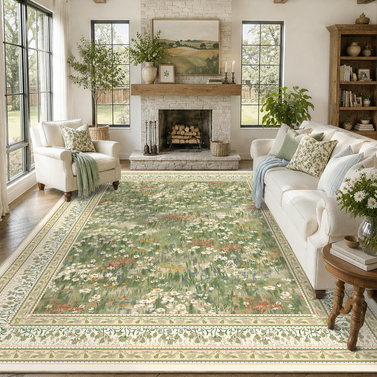 HelloTree 5x7 Floral Vintage Boho Area Rug