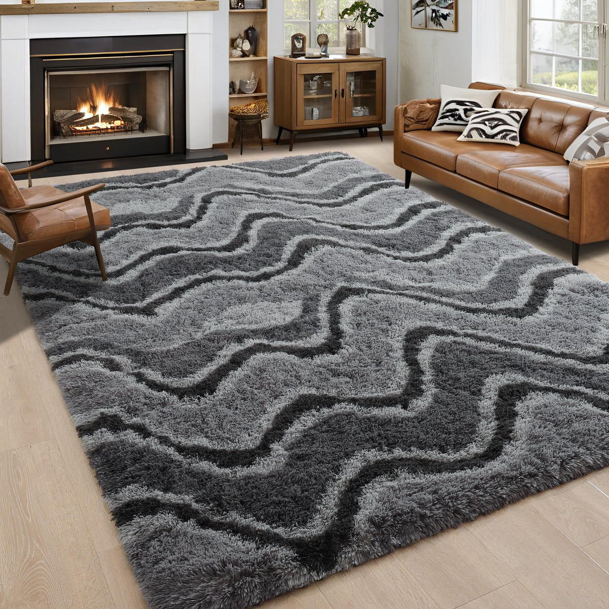 Noahas 2x6 Black Fluffy Soft Runner Rug Non-Slip for Bedroom Dorm Hallway