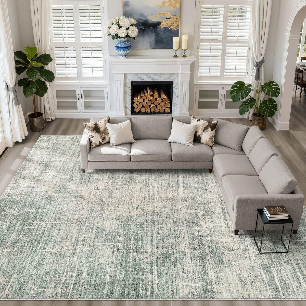 LOONGRUG 8x10 Area Rugs Washable Neutral Modern Rug for Living Room Brown
