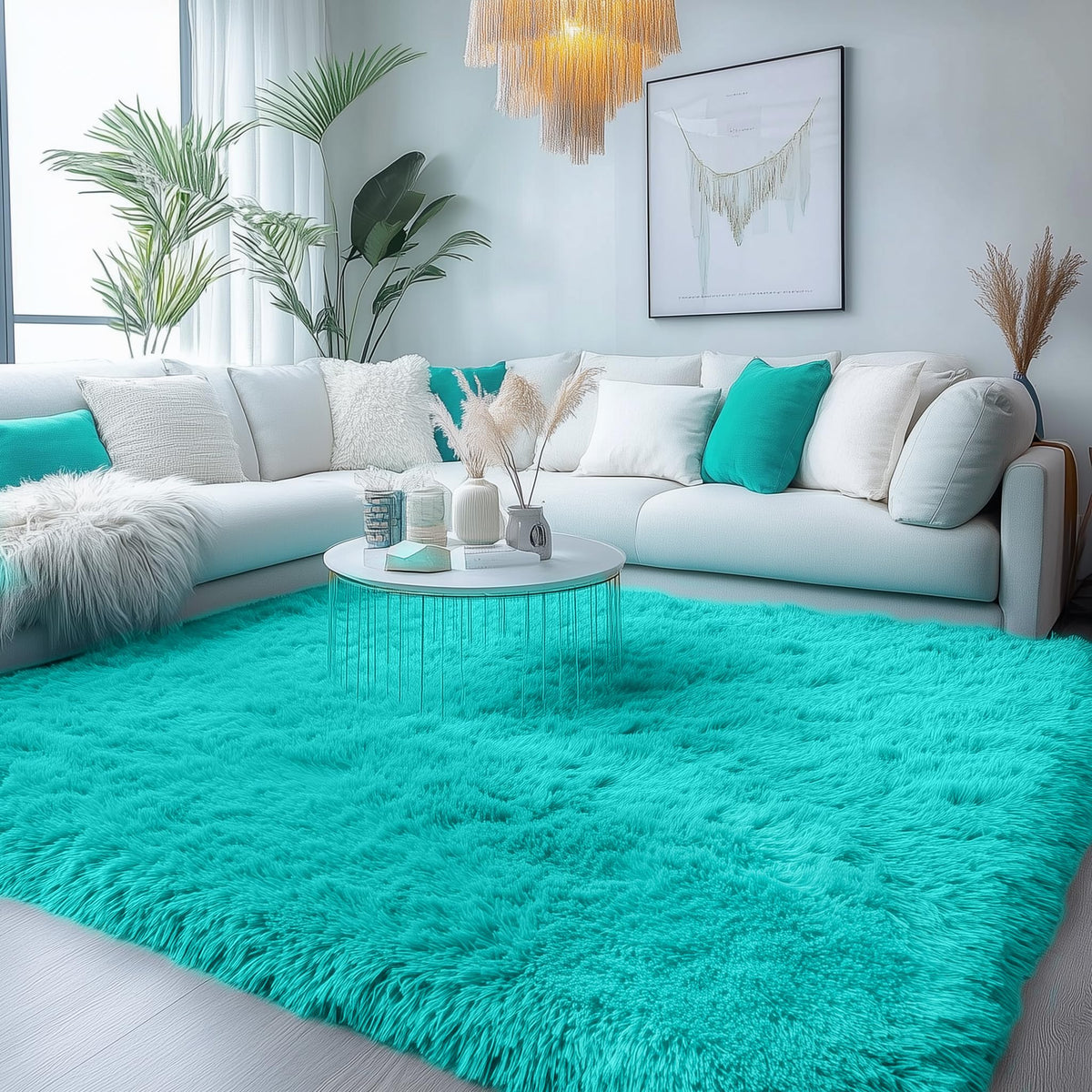 Rainbow Area Rugs for Girls Bedroom Fluffy Soft Vibrant Rugs Kids Playroom