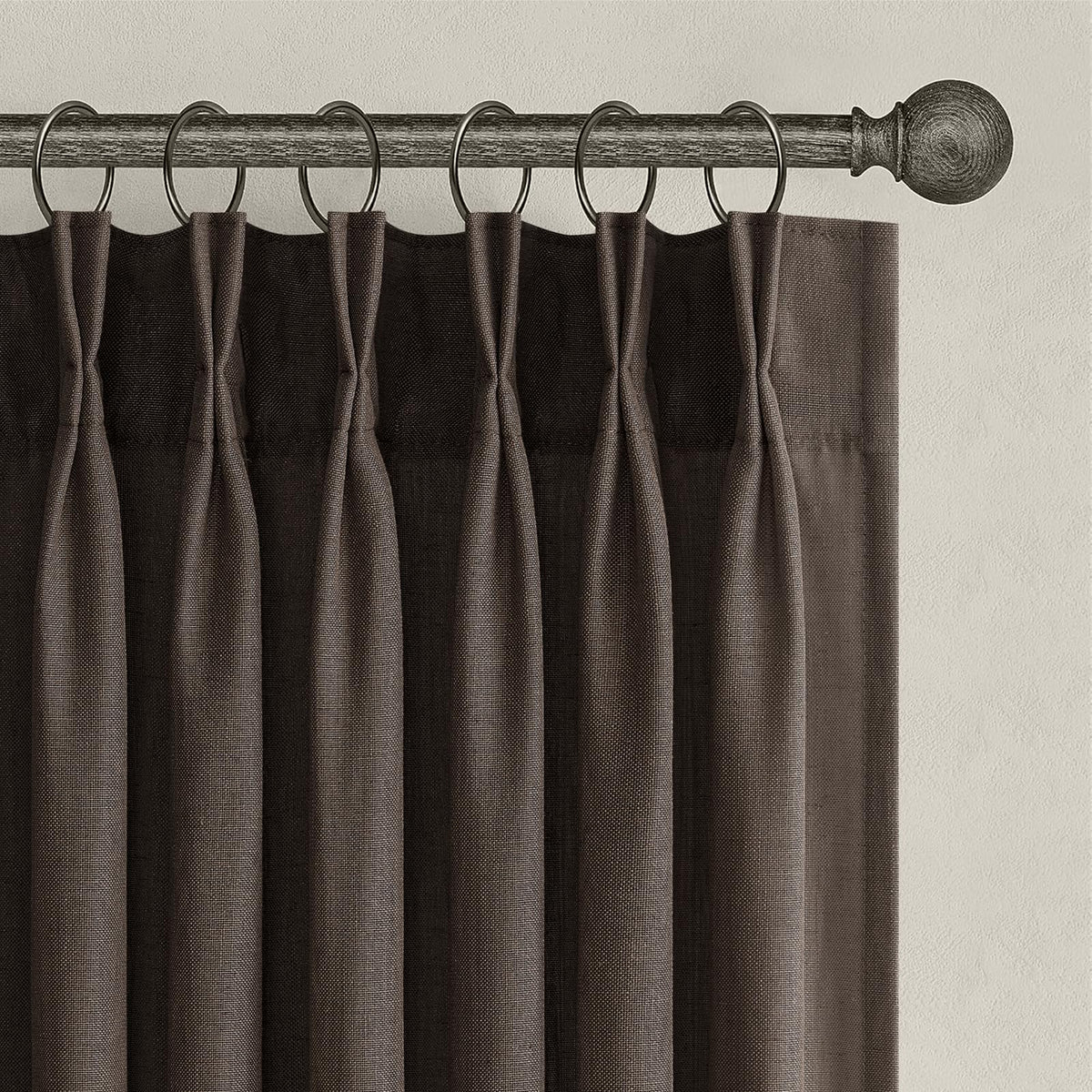 96 Inches Long Pinch Pleated Semi Sheer Curtains,Natural Linen Blended Light Filtering Window Curtains 96 Length 2 Panels for Living Room Bedroom Pinch Pleat Drapes with Hooks 2 Panels 40" Wx96 L