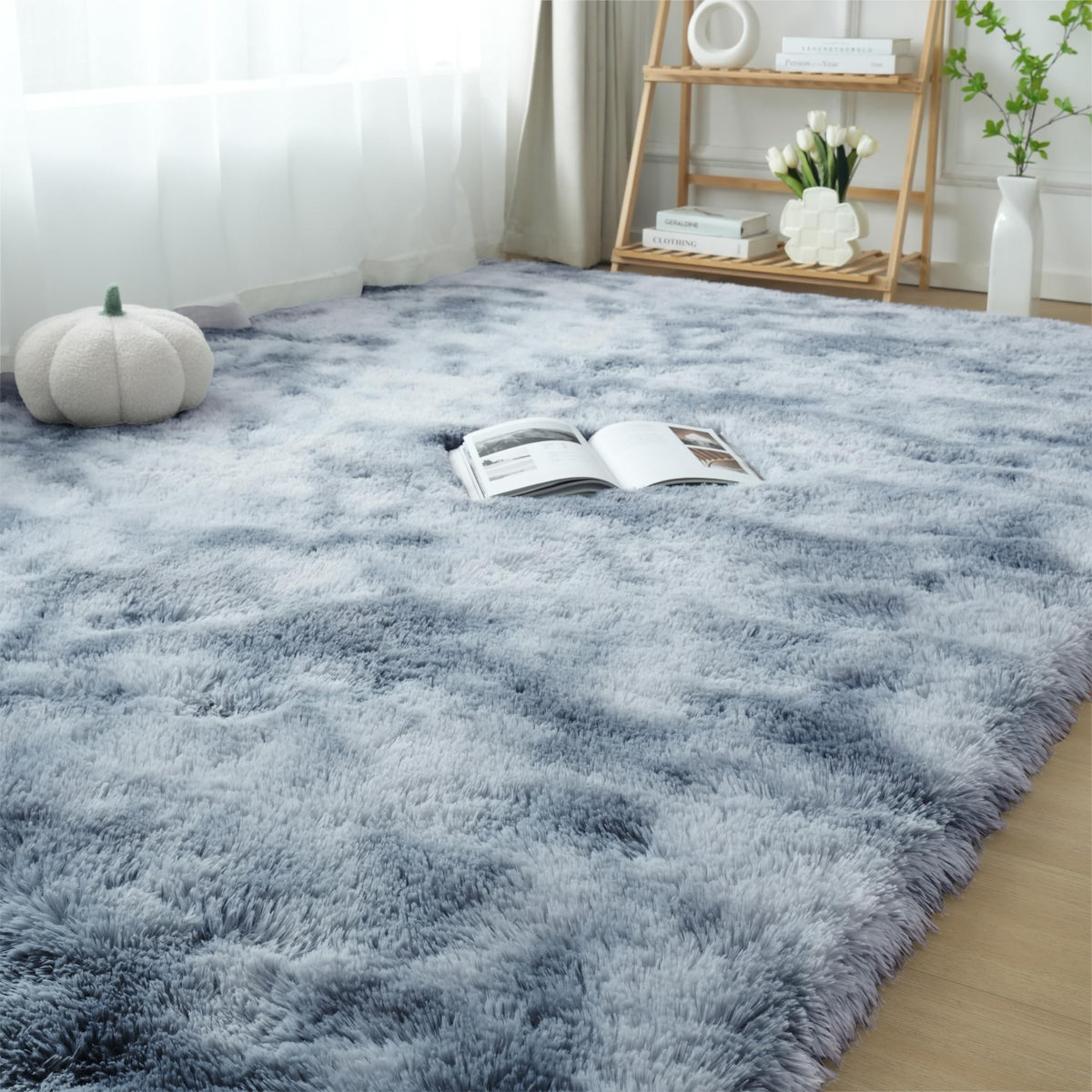 Fluffy Area Rug for Bedroom 5x7 Grey - Soft Shag Dorm Decor Carpet
