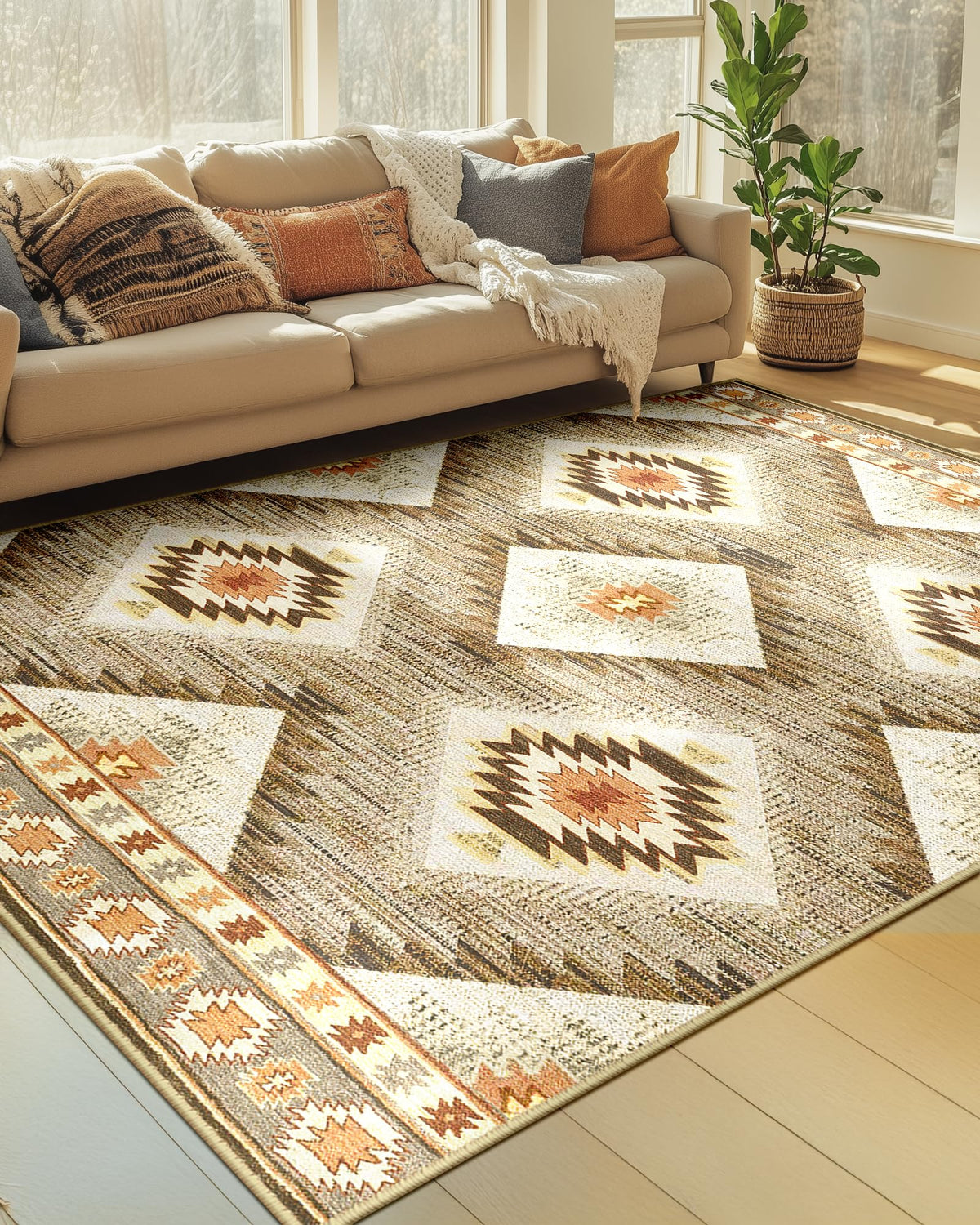 BESTSWEETIE 5'x7' Washable Area Rug for Living Room Bedroom Lightpink