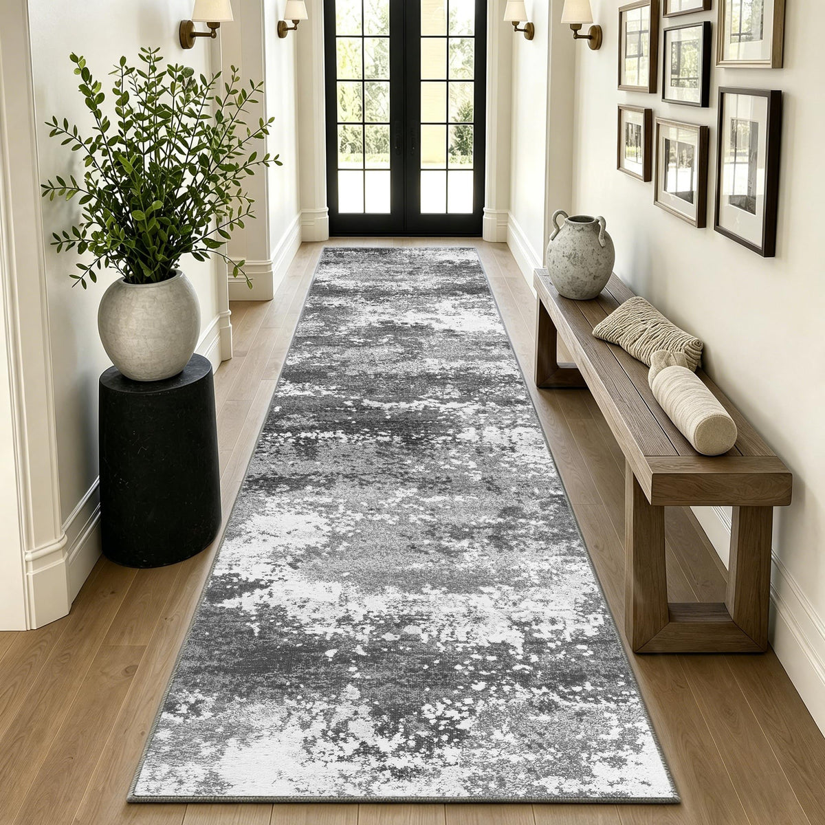 Black Washable Rug 5x7 Area Rugs for Living Room Bedroom Carpet