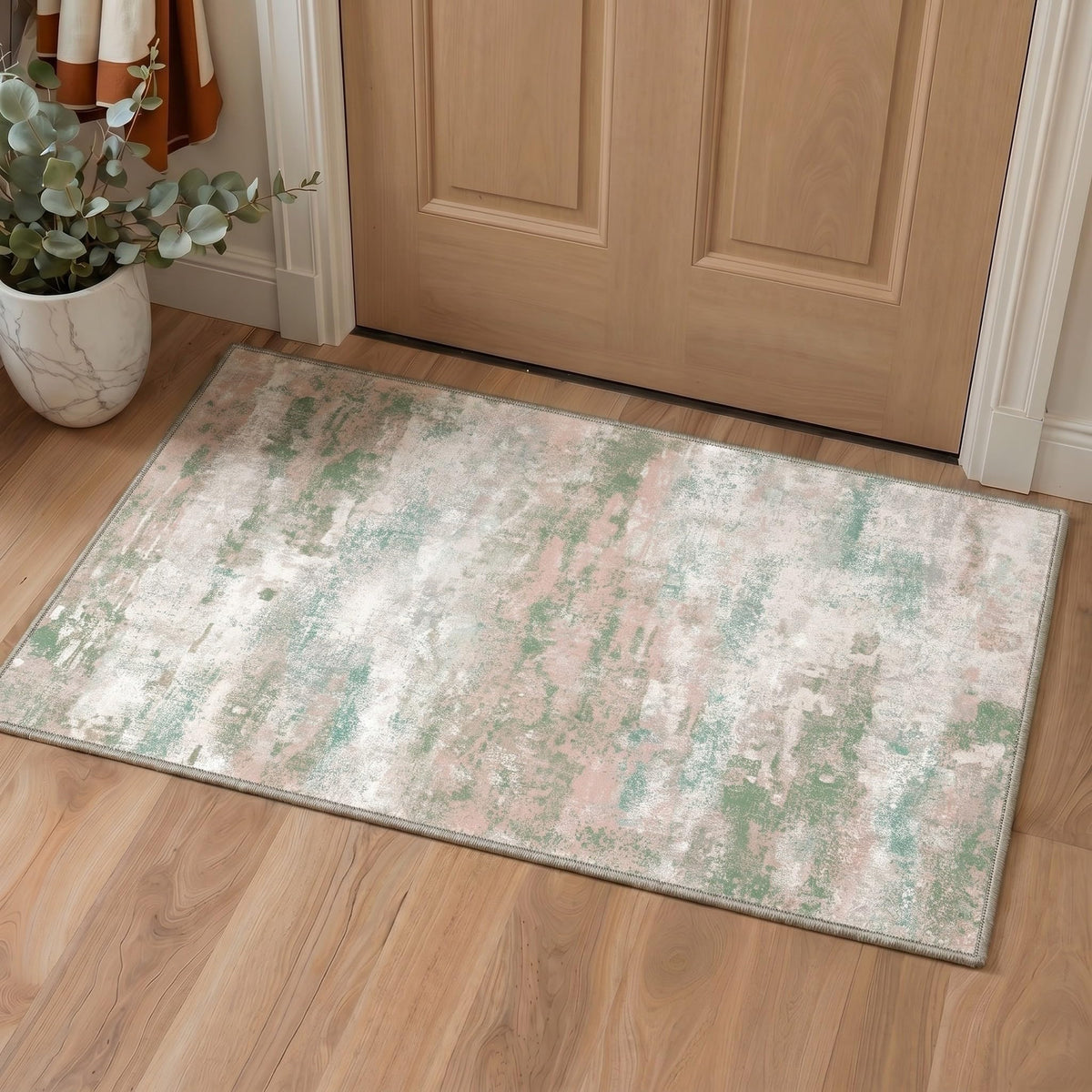 BEIMO 5x7 Green Abstract Area Rug, Washable Non-Slip for Bedroom