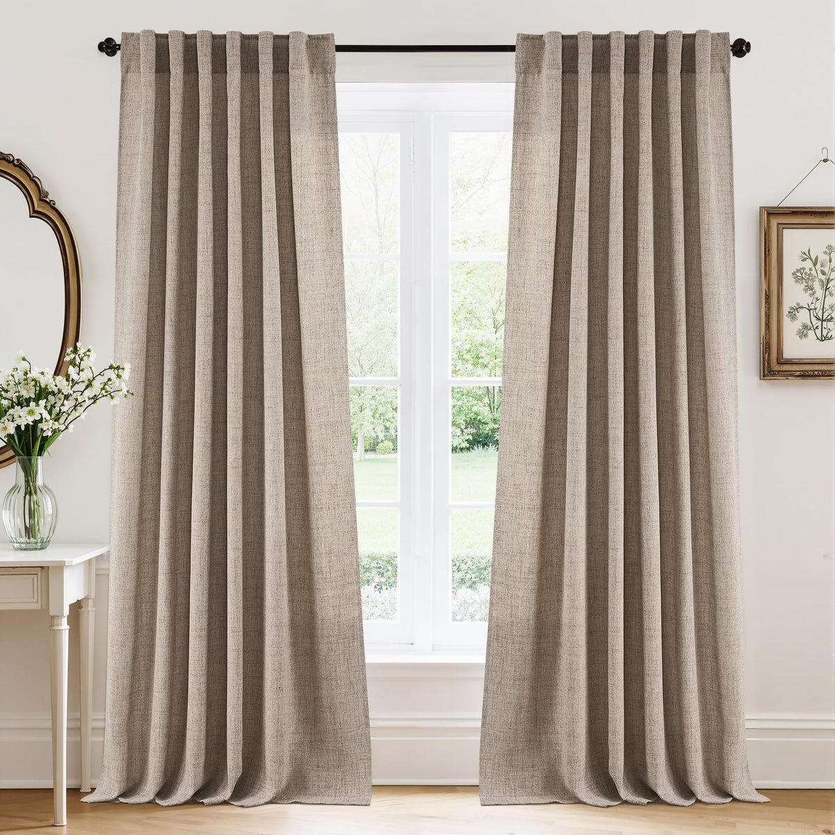 RYB HOME White Sheer Curtains for Living Room Patio Glass Door, W52 x L95