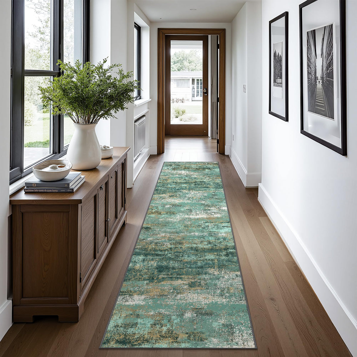 BEIMO 5x7 Green Abstract Area Rug, Washable Non-Slip for Bedroom