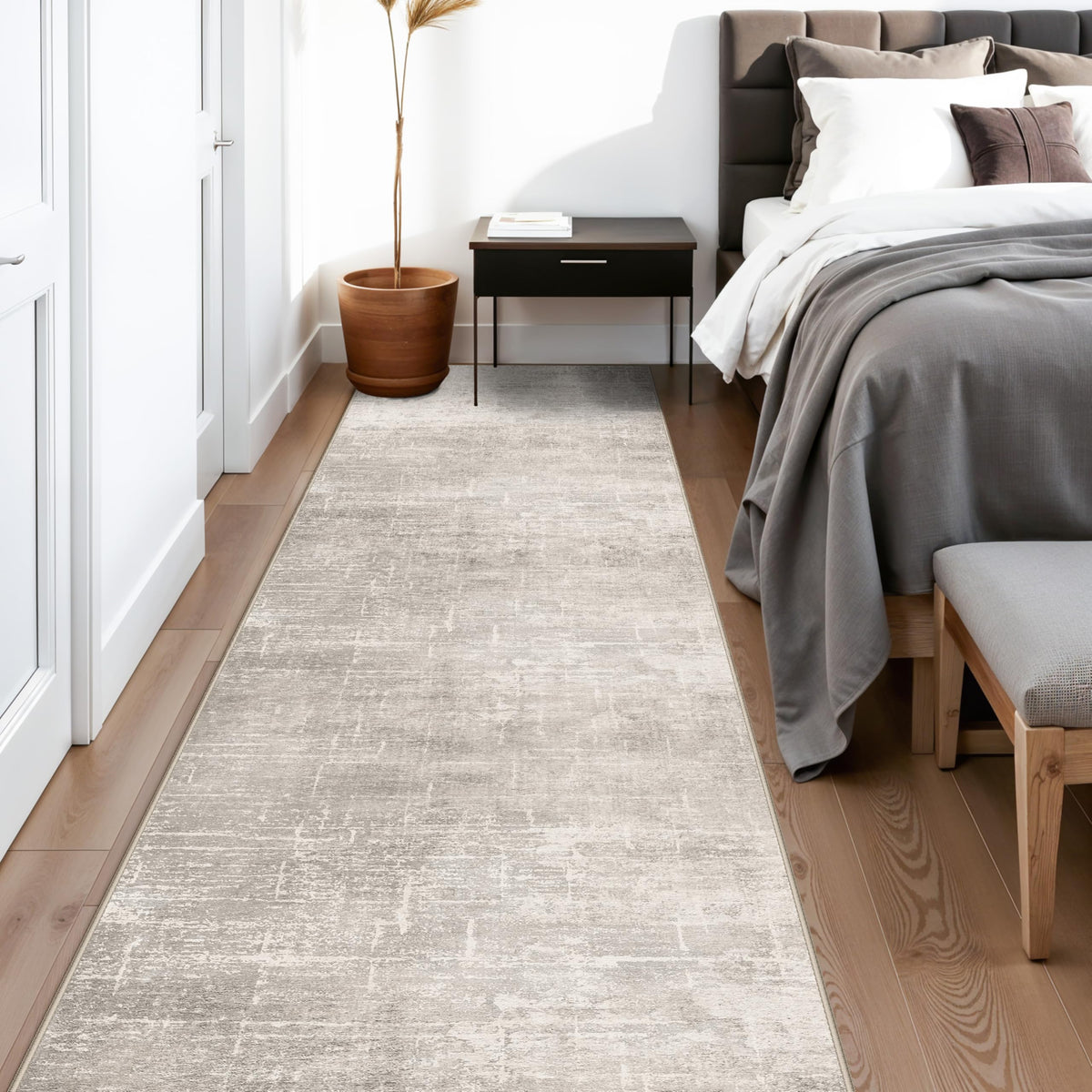 2x6 Hallway Washable Runner Rug : Vintage Soft Kitchen Laundry Runner with Non Slip Backing Farmhouse Entryway Living Room Floor Mat Stain Resistant Carpet for Bedroom Bathroom Distressed Beside Rug