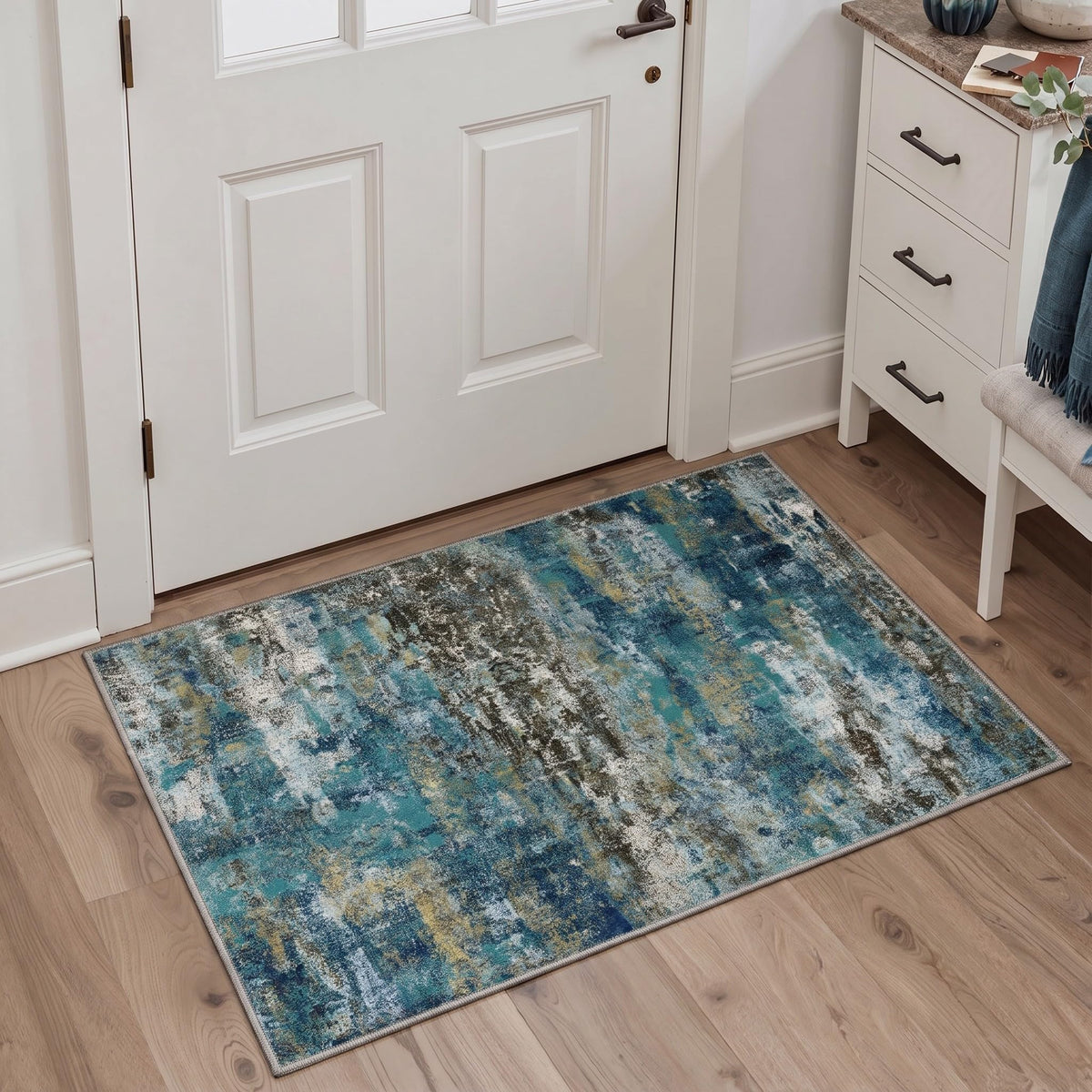 BEIMO 5x7 Green Abstract Area Rug, Washable Non-Slip for Bedroom