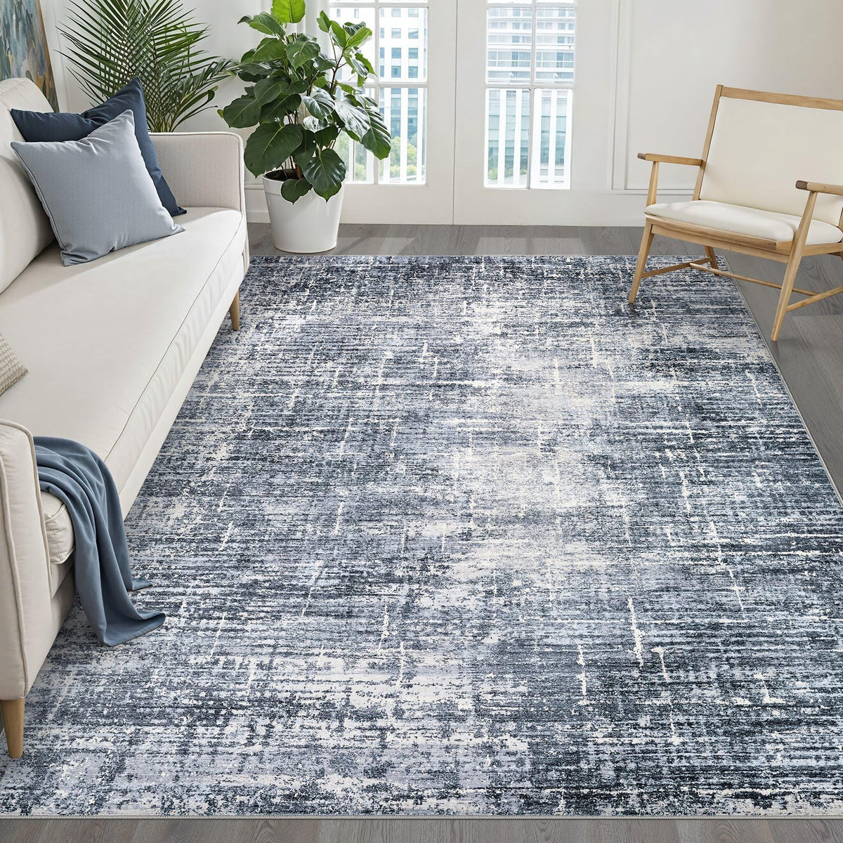 LOONGRUG 8x10 Area Rugs Washable Neutral Modern Rug for Living Room Brown