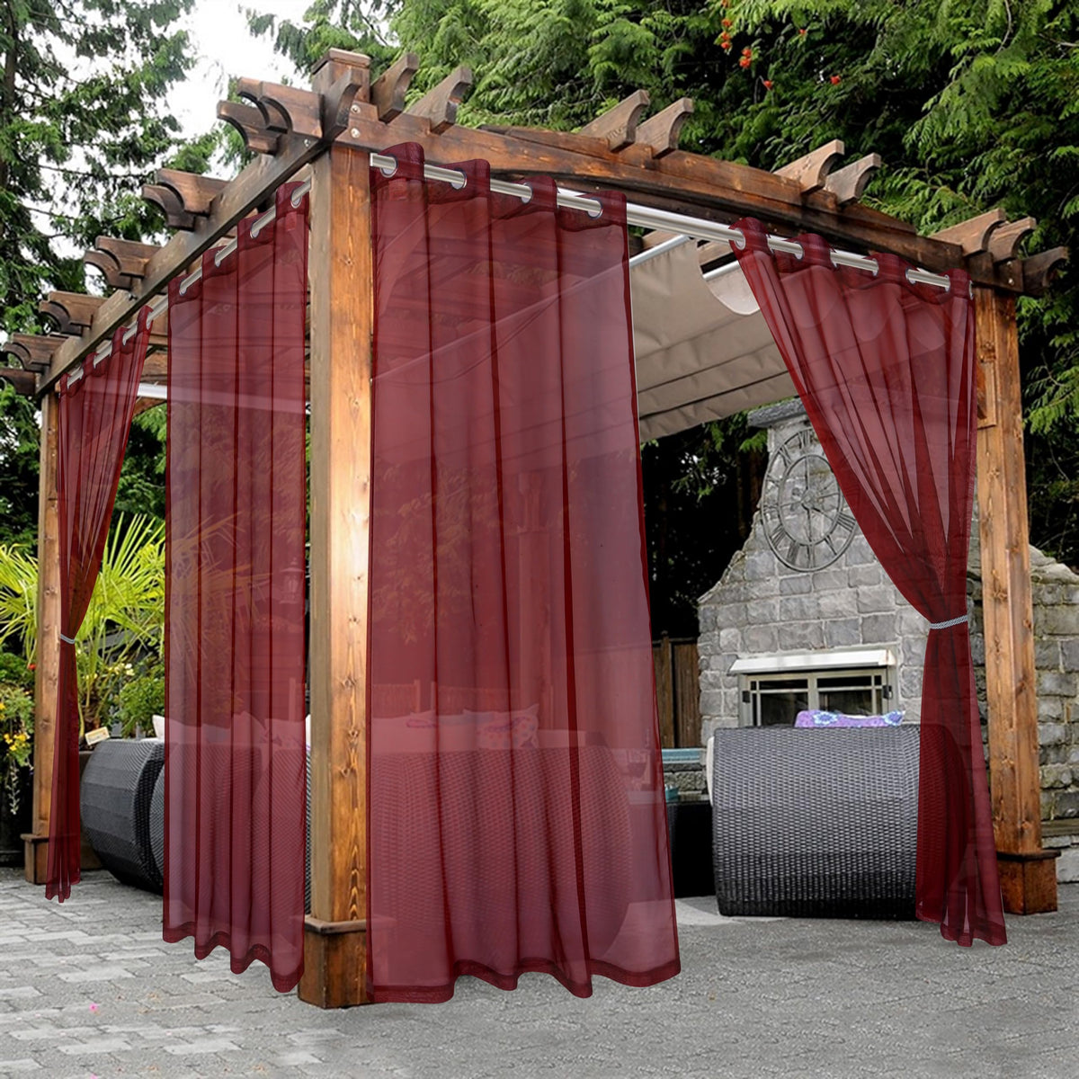BONZER White Outdoor Sheer Curtains for Patio Waterproof 2 Panels
