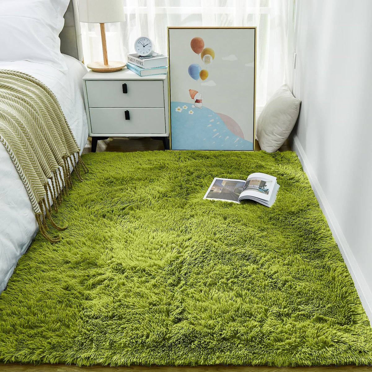 Ophanie 5x7 Area Rugs for Living Room Ivory, Fluffy Shag Large Fuzzy Plush Soft Rug, Shaggy Floor Big Carpets for Bedroom Nursery, Kids Home Decor Aesthetic with Over 99 pcs Pile fibers