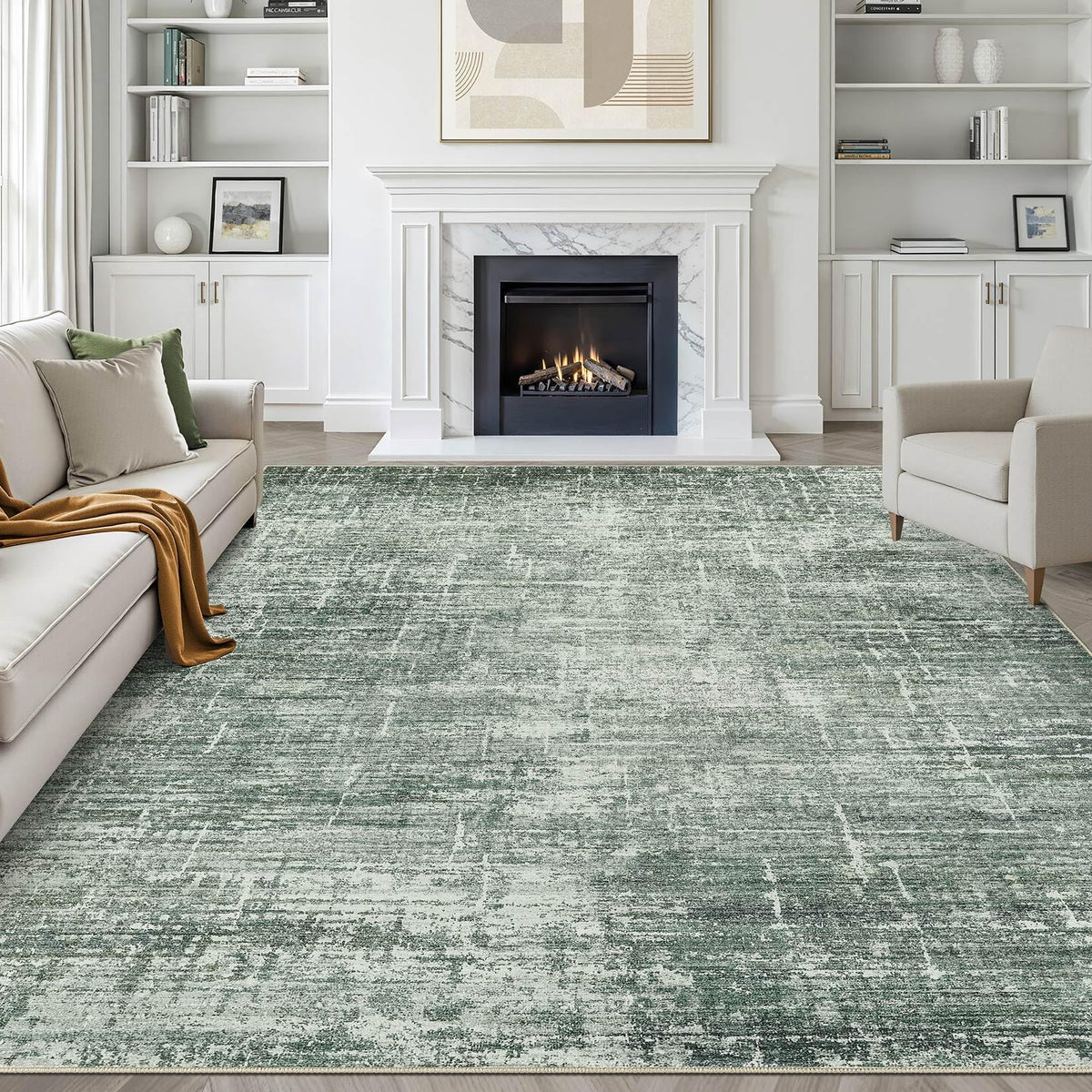LOONGRUG 8x10 Area Rugs Washable Neutral Modern Rug for Living Room Brown