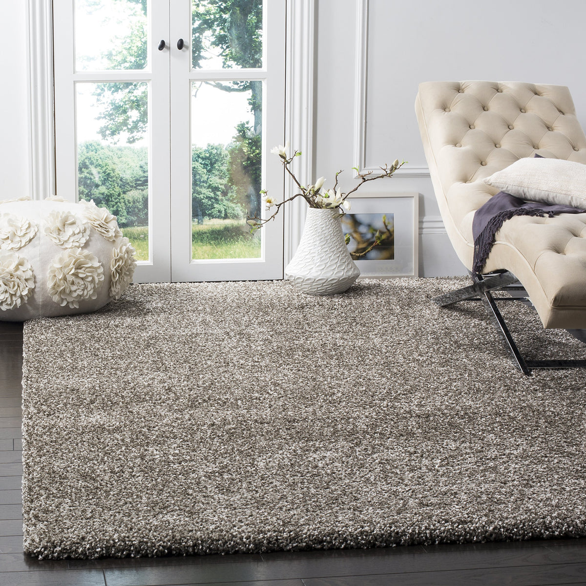 SAFAVIEH Milan Shag Collection 8' x 10' Ivory SG180 Solid Non-Shedding Living Room Bedroom Dining Room Entryway Plush 2-inch Thick Area Rug