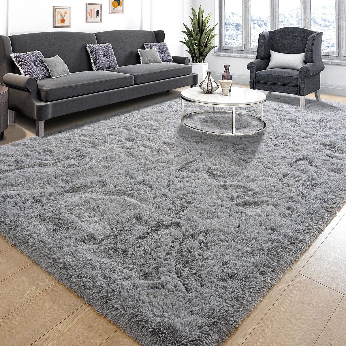 Tepook 4x6 Soft Fluffy Rug for Bedroom Fuzzy Black Rugs for Living Room