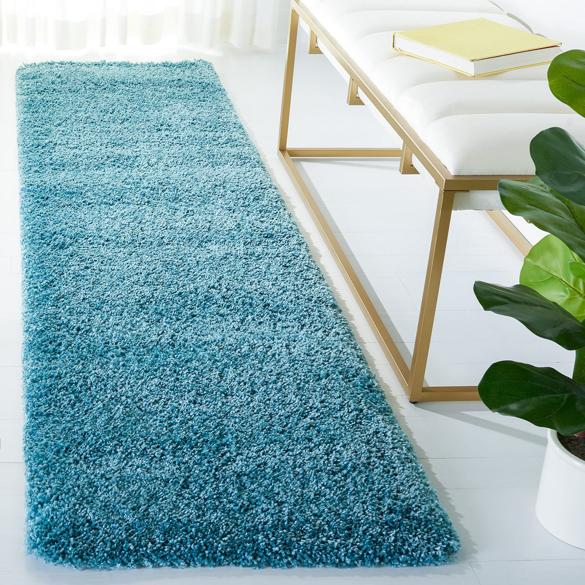 SAFAVIEH Milan Shag Collection 8' x 10' Ivory SG180 Solid Non-Shedding Living Room Bedroom Dining Room Entryway Plush 2-inch Thick Area Rug