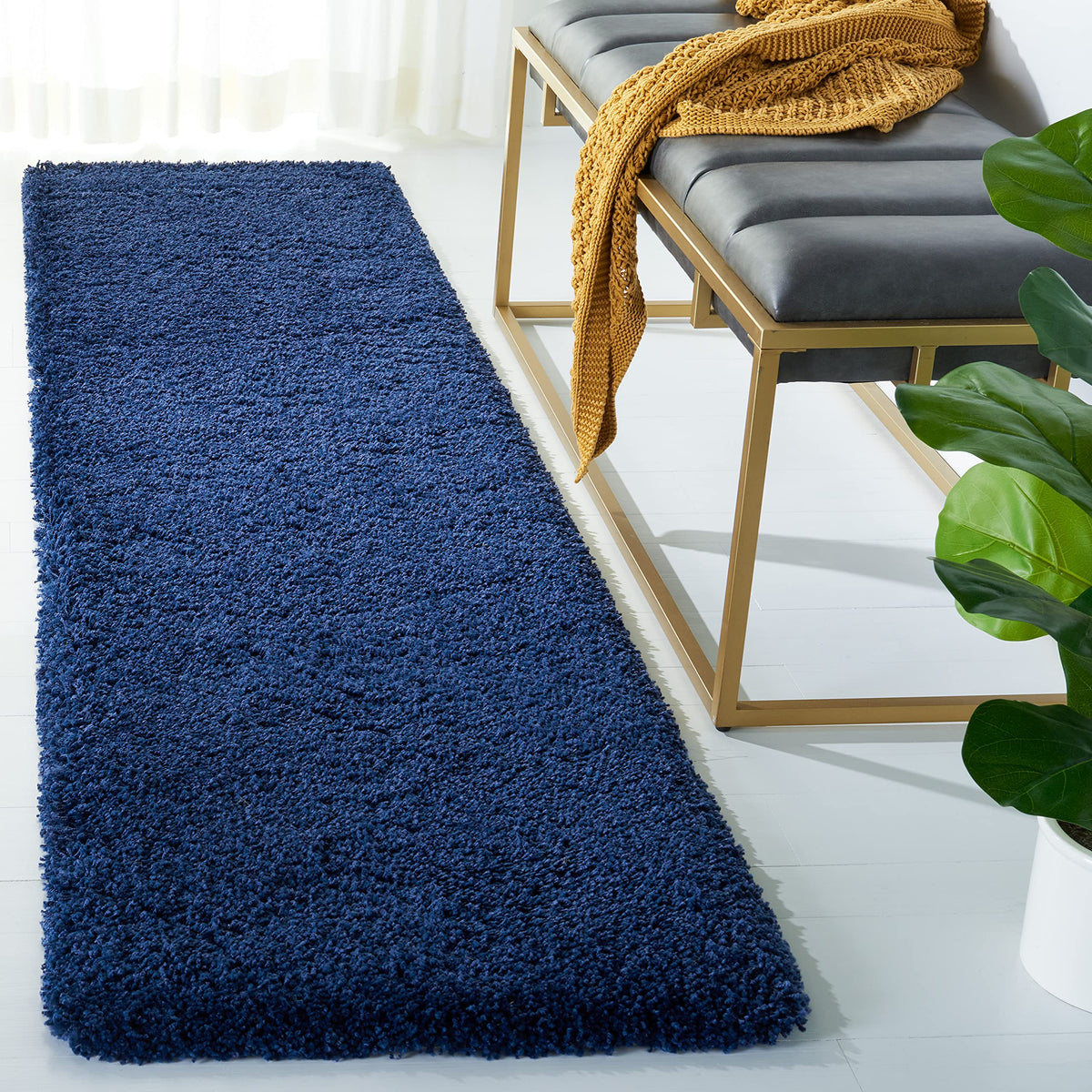SAFAVIEH Milan Shag Collection 8' x 10' Ivory SG180 Solid Non-Shedding Living Room Bedroom Dining Room Entryway Plush 2-inch Thick Area Rug