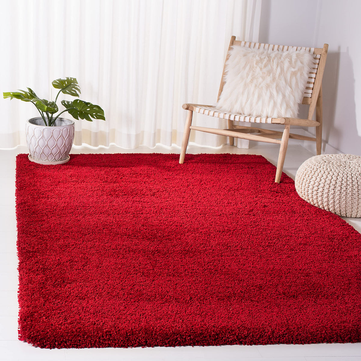 SAFAVIEH Milan Shag Collection 8' x 10' Ivory SG180 Solid Non-Shedding Living Room Bedroom Dining Room Entryway Plush 2-inch Thick Area Rug