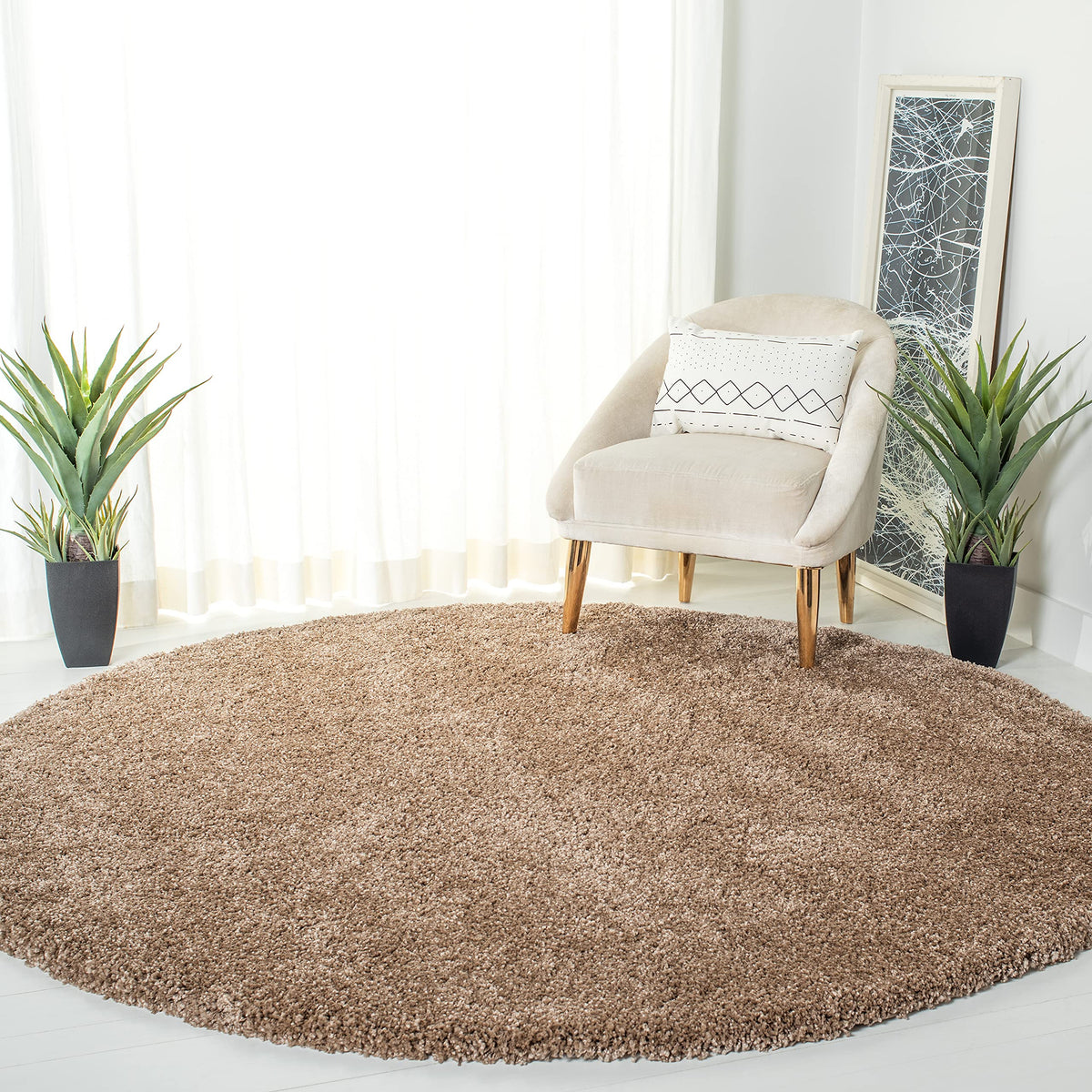 SAFAVIEH Milan Shag Collection 8' x 10' Ivory SG180 Solid Non-Shedding Living Room Bedroom Dining Room Entryway Plush 2-inch Thick Area Rug