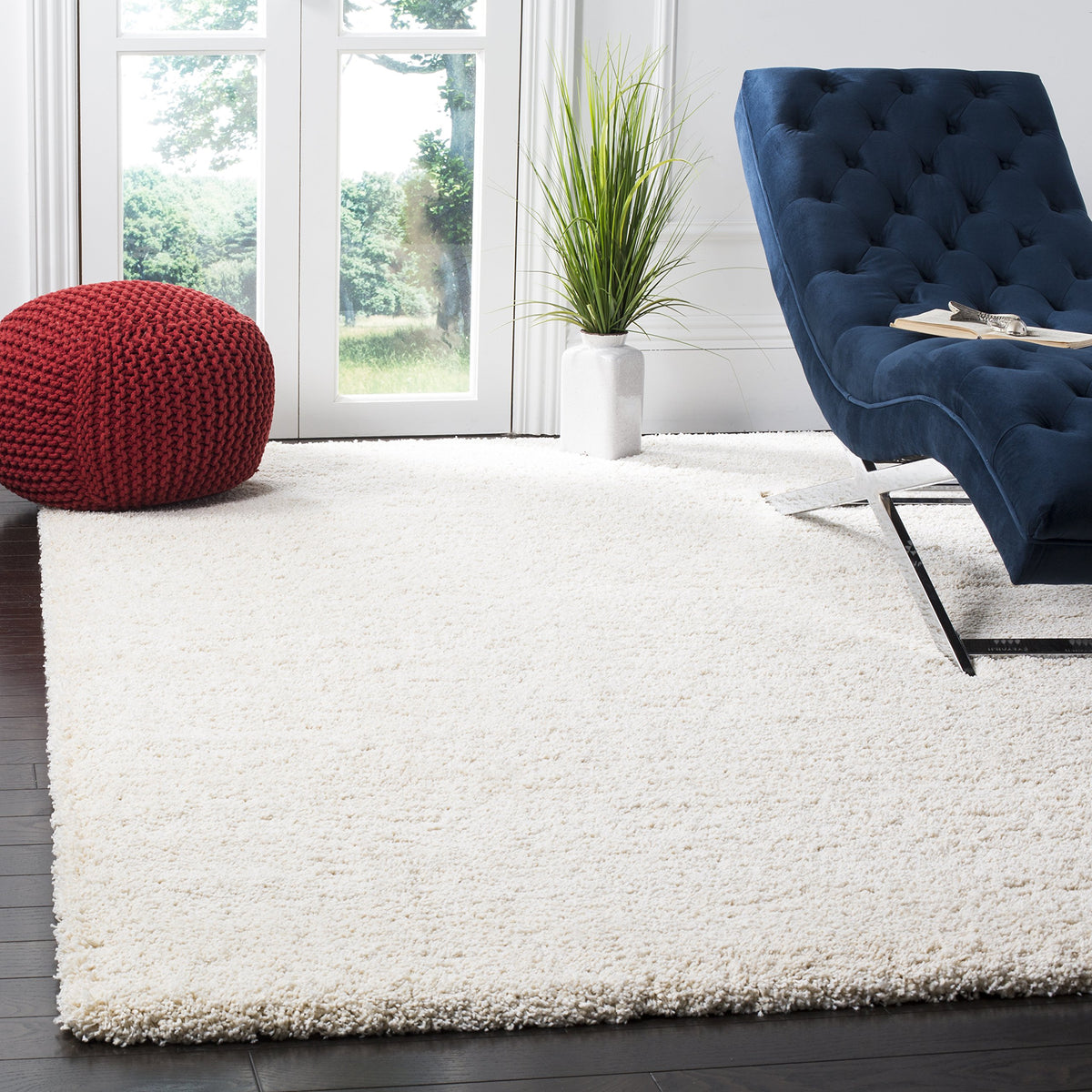 SAFAVIEH Milan Shag Collection 8' x 10' Ivory SG180 Solid Non-Shedding Living Room Bedroom Dining Room Entryway Plush 2-inch Thick Area Rug