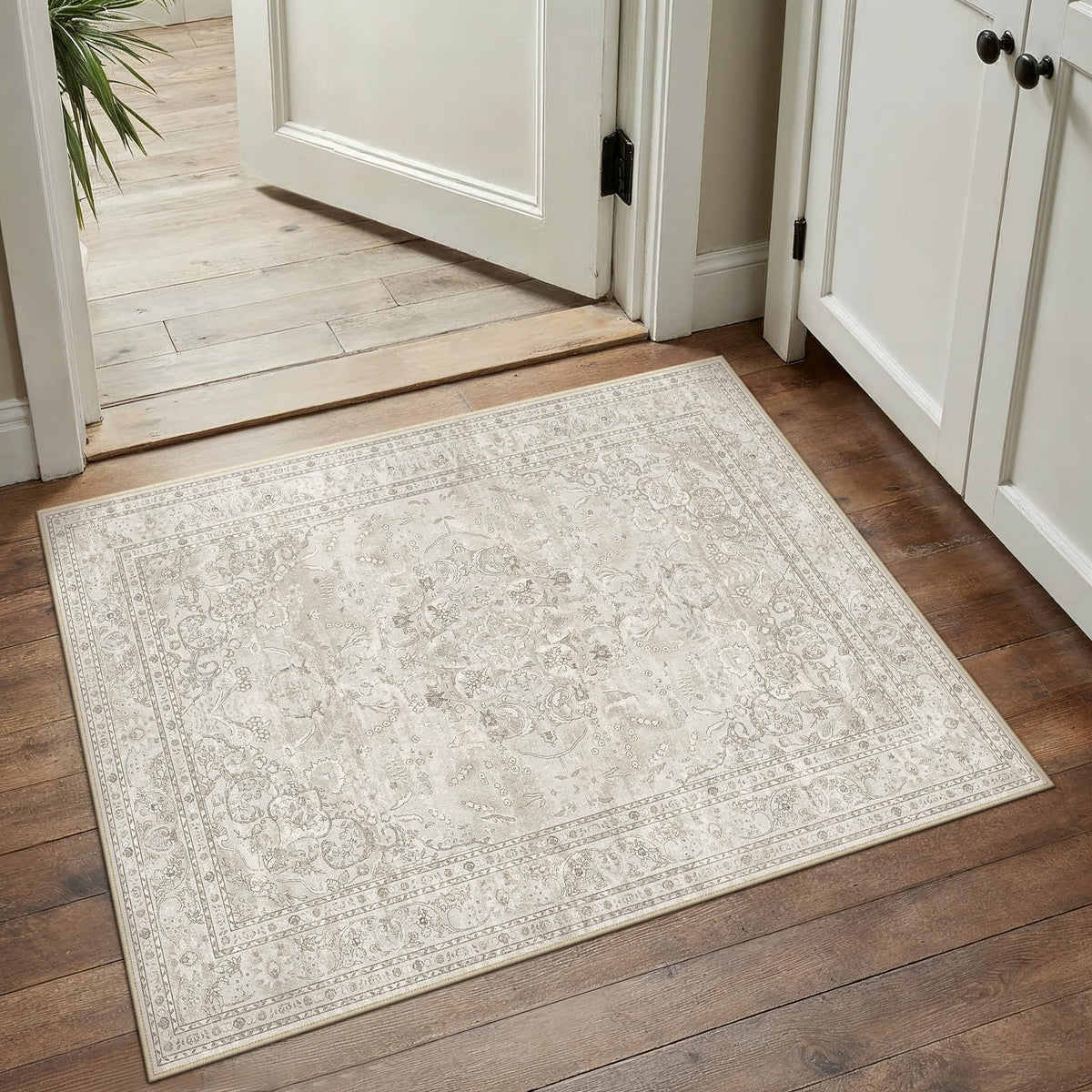 PureCozy 8x10 Blue Area Rug Washable Non Slip Large Vintage Living Room