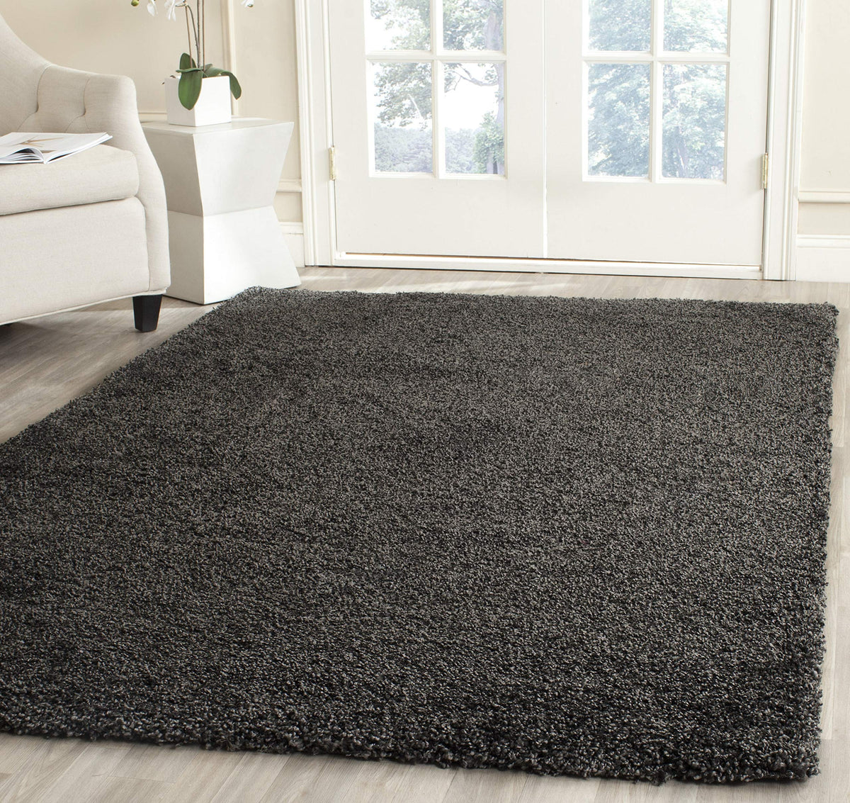 SAFAVIEH Milan Shag Collection 8' x 10' Ivory SG180 Solid Non-Shedding Living Room Bedroom Dining Room Entryway Plush 2-inch Thick Area Rug
