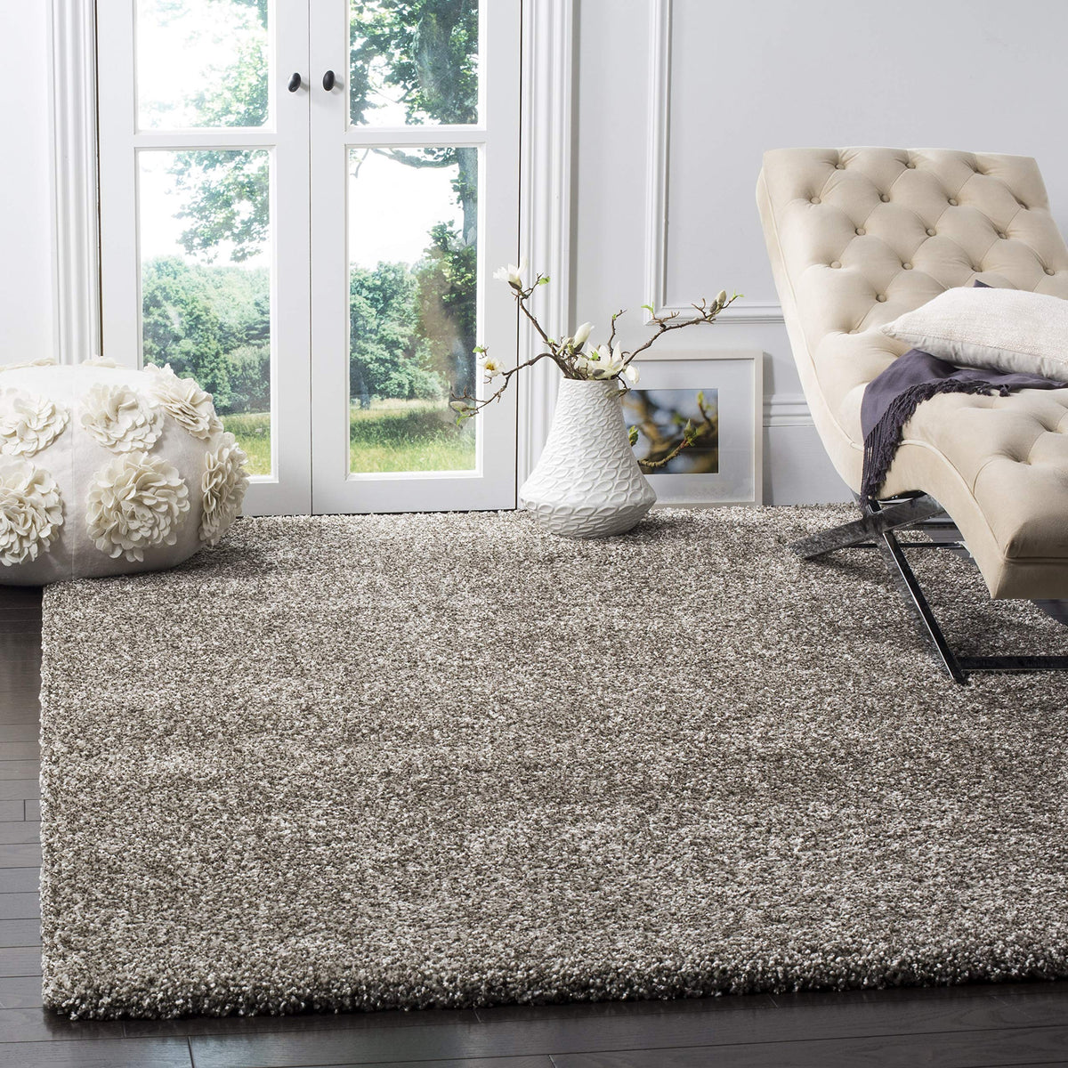SAFAVIEH Milan Shag Collection 8' x 10' Ivory SG180 Solid Non-Shedding Living Room Bedroom Dining Room Entryway Plush 2-inch Thick Area Rug