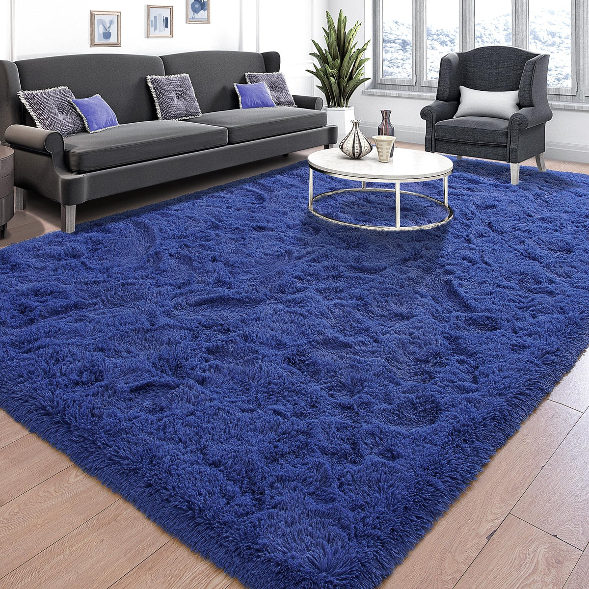Tepook 4x6 Soft Fluffy Rug for Bedroom Fuzzy Black Rugs for Living Room