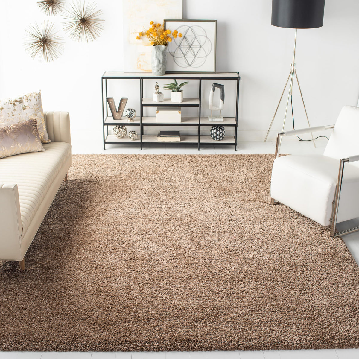 SAFAVIEH Milan Shag Collection 8' x 10' Ivory SG180 Solid Non-Shedding Living Room Bedroom Dining Room Entryway Plush 2-inch Thick Area Rug