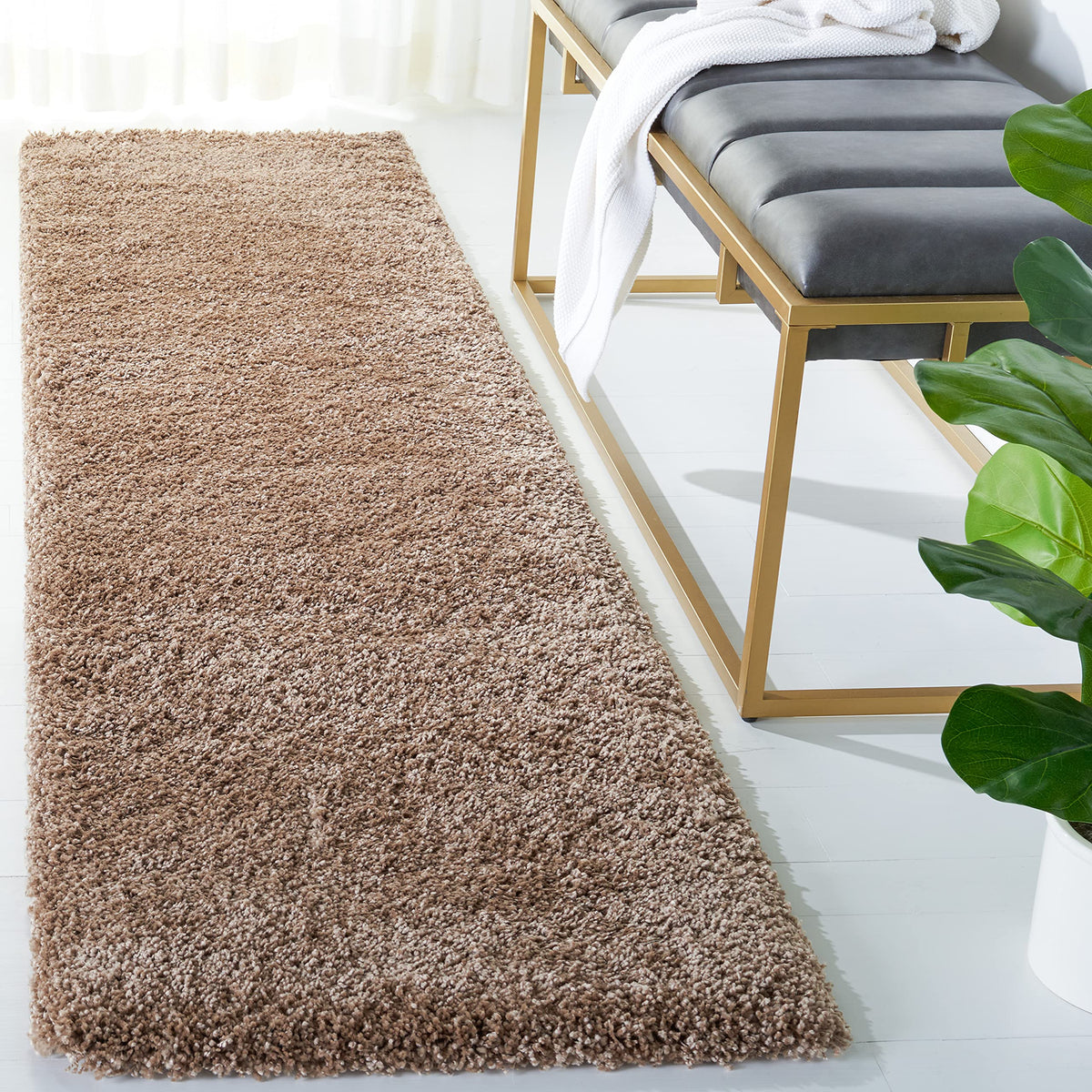 SAFAVIEH Milan Shag Collection 8' x 10' Ivory SG180 Solid Non-Shedding Living Room Bedroom Dining Room Entryway Plush 2-inch Thick Area Rug